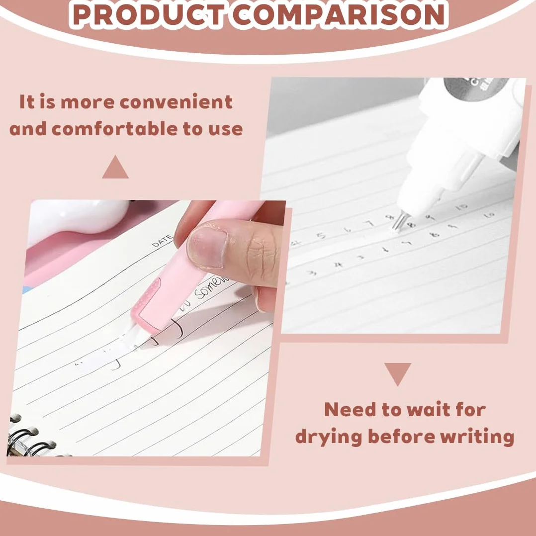 Correttore a Nastro Forma Penna 6M x 5MM Rullo di Correzione Kawaii Gatto per Ufficio