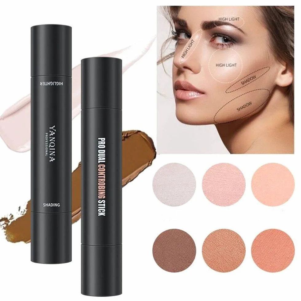 2 in 1 Bastone di Contorno, Stick Fluorescente della Penna, Doppia Penna di Correzione del Contorno, Penna Cosmetica Impermeabile, Trucco Correttivo (03#)