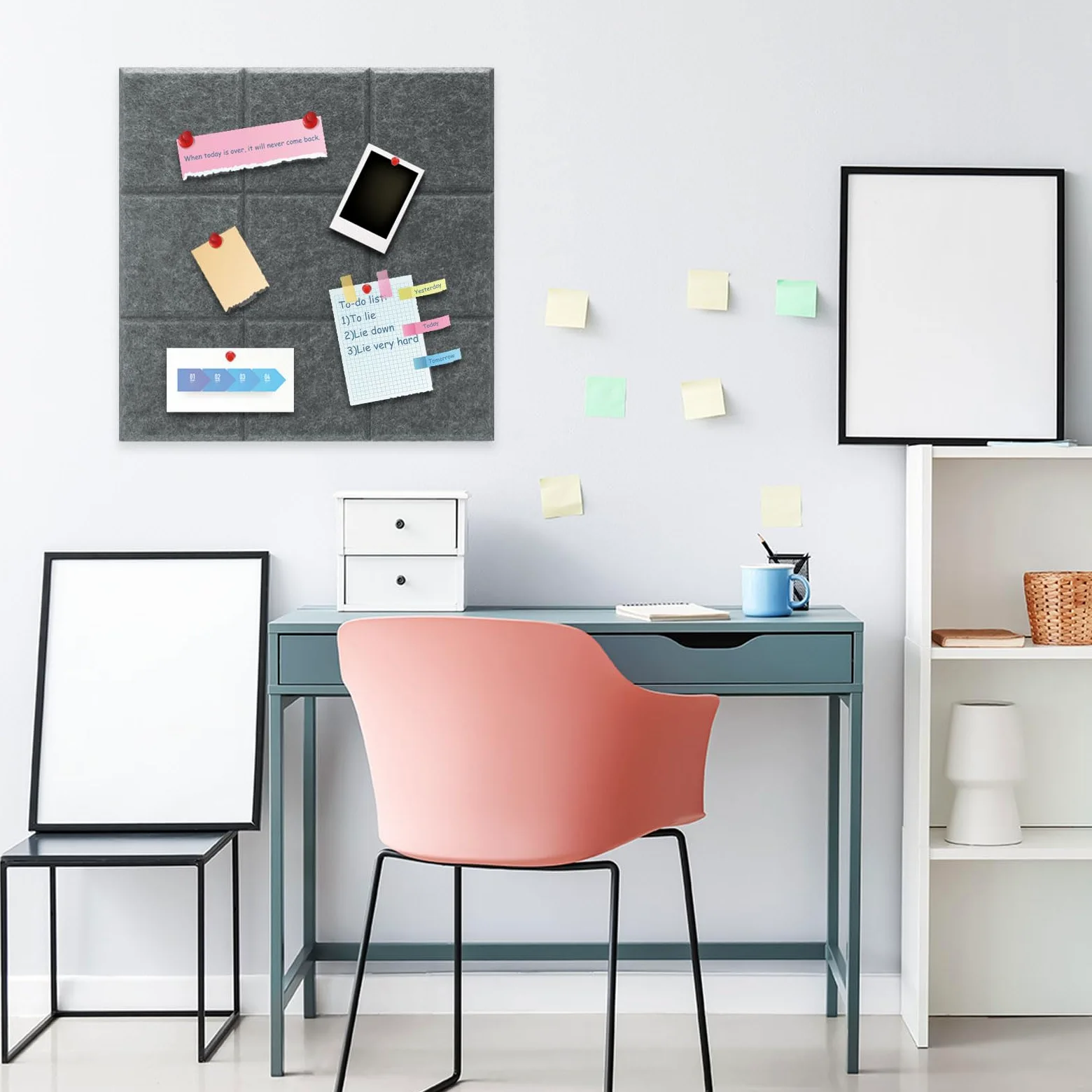 PATIKIL Tessere di Pannelli in Feltro, 12 Pezzi Lavagna Autoadesiva Quadrata per Bacheca con Puntine per Foto Memo Casa Ufficio Decorazione Classe, Grigio Scuro