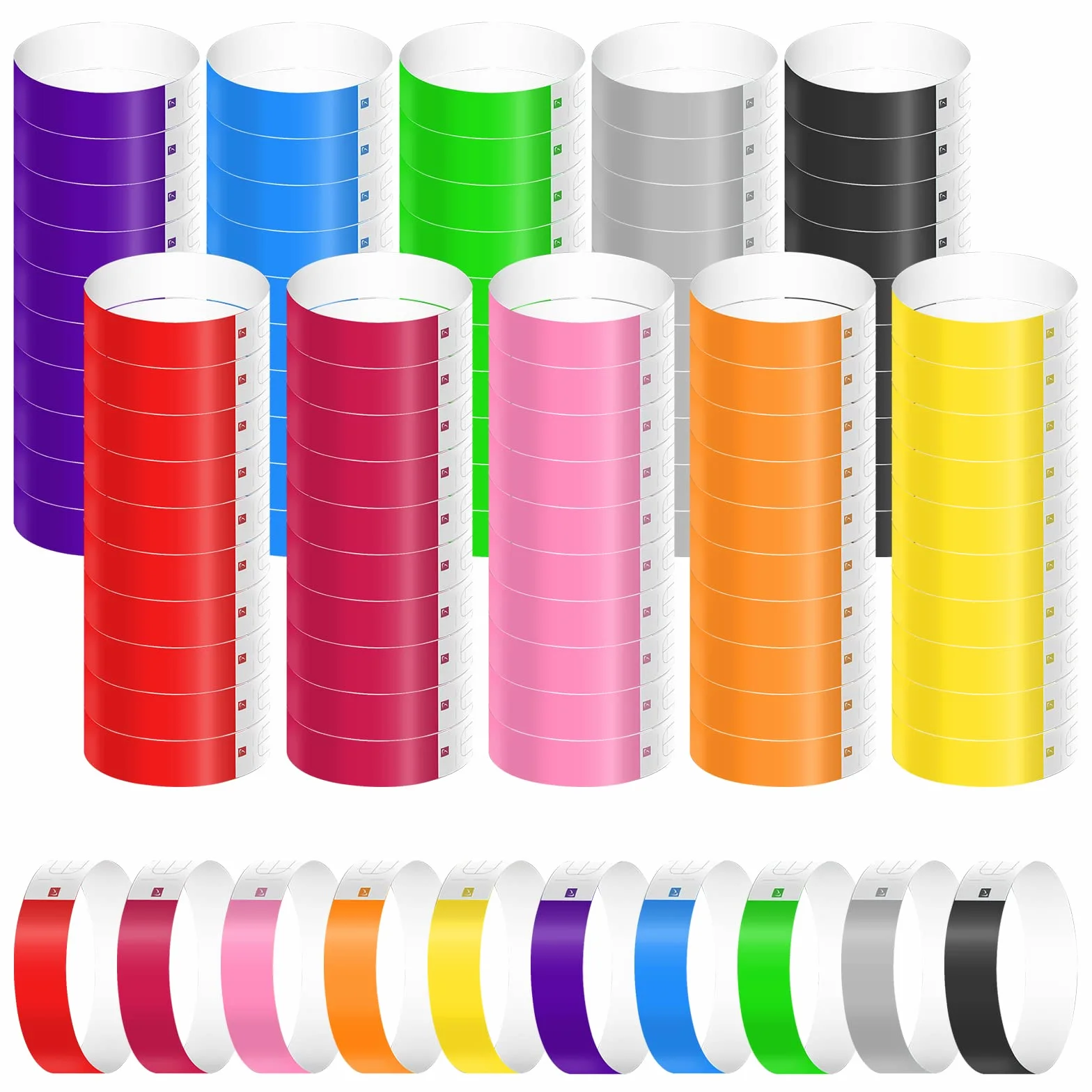 Braccialetti di Carta per Eventi Impermeabili Colorati 1000 Pezzi 10 Colori per Festival Concerti Discoteca