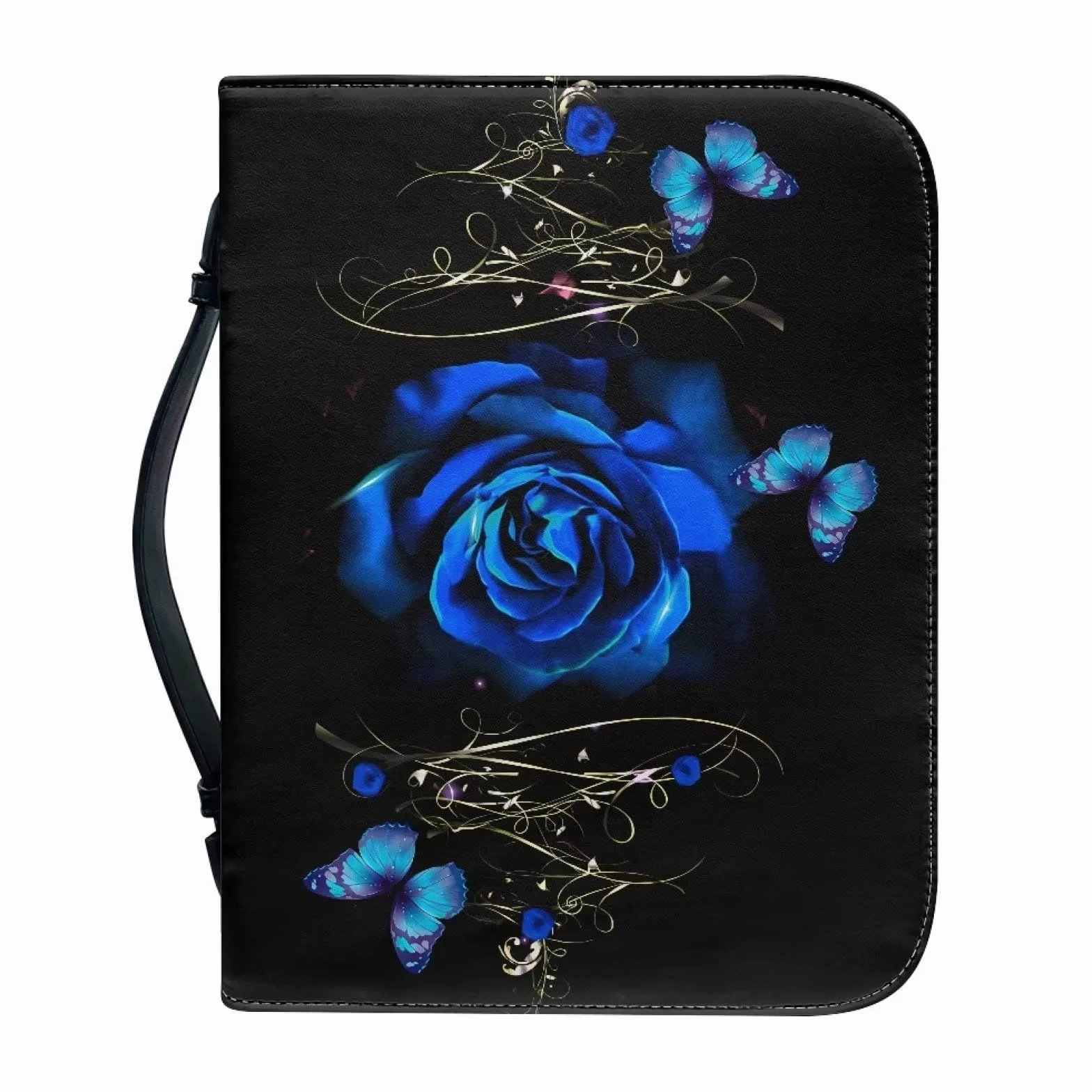 Copri Bibbia per Donna Rosa Farfalla Custodia Pelle Borsa Trasporto Porta Bibbia Floreale Ragazze Accessori Regalo Cresima Cristiana Manico