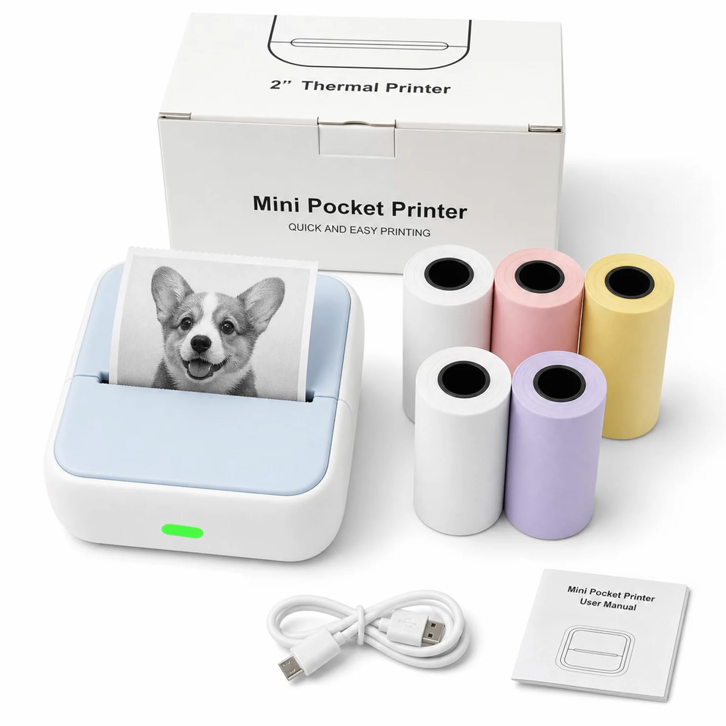 Etichettatrice con nastro – Mini stampante adesiva Bluetooth per organizzazione di etichette per casa e ufficio, ampie etichette impermeabili, creatore di adesivi termici portatile (blu)