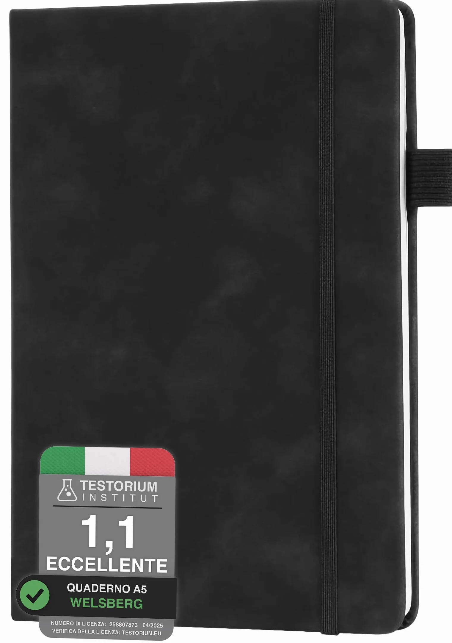 Quaderno A5 a Righe Copertina Rigida Similpelle 192 Pagine con Passante per Penna