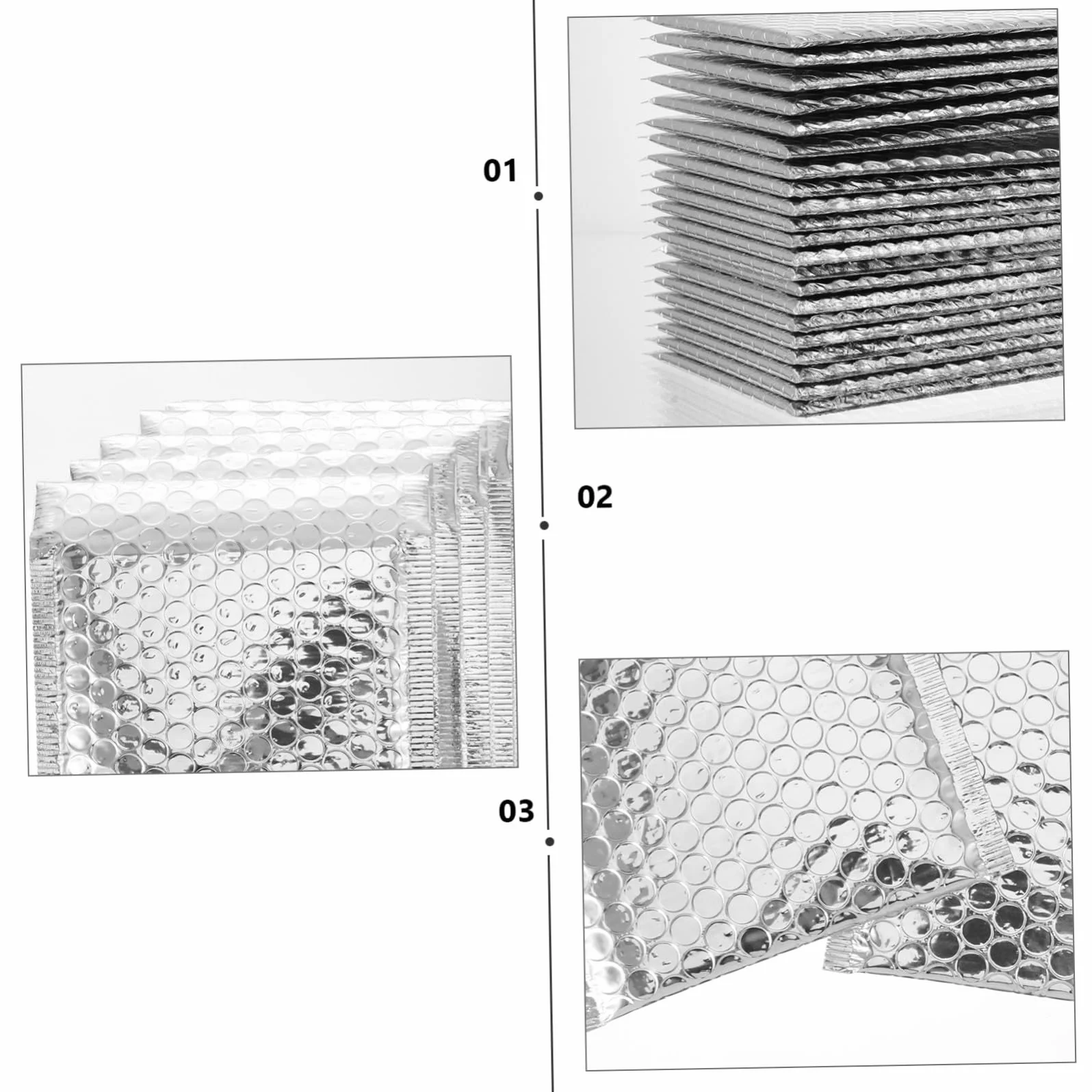 100 Buste Imbottite a Bolle Argento in Materiale Sintetico Auto Sigillatura e Etichettatura, Perfette per Spedizioni di Gioielli e Ciglia a Casa o Negozi