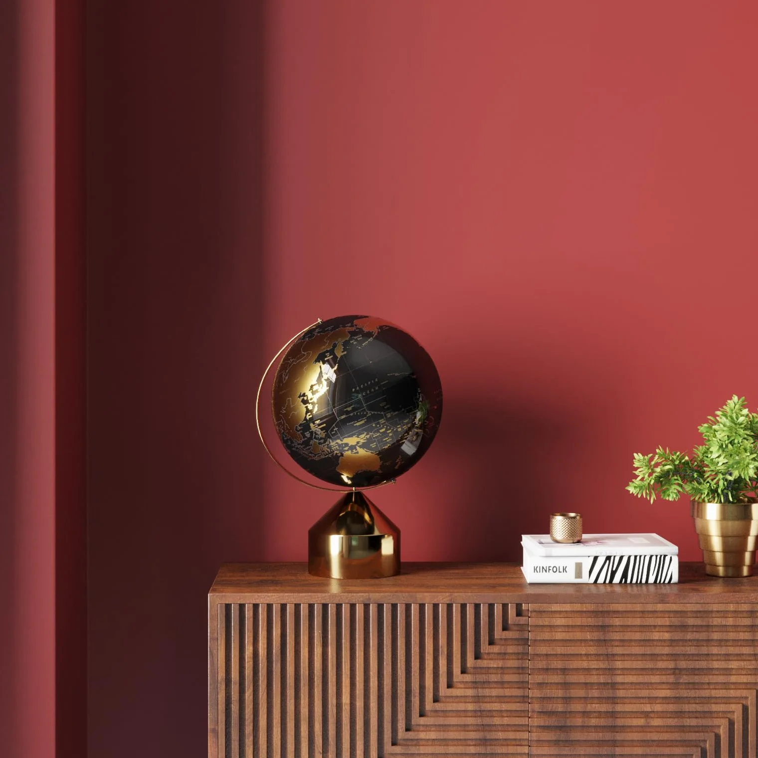 Kare Design oggetto decorativo Globe Top, oro/nero, mappamondo, diametro sfera 17cm, base in metallo, cartografia classica moderna, educazione/geografia, idea regalo ragazzi/bambini