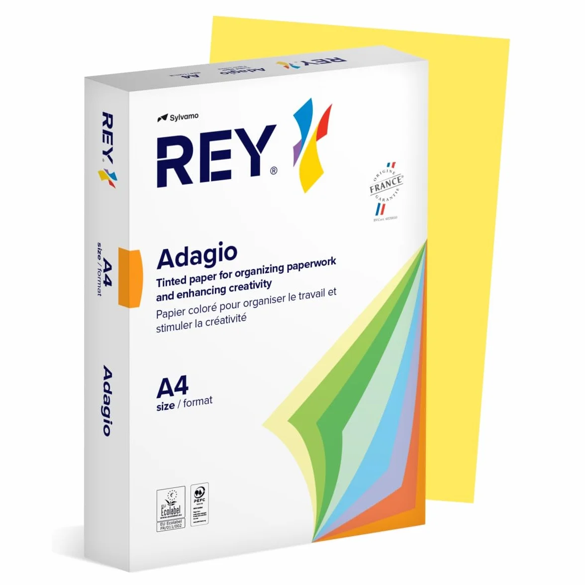 Papier biurowy REY ADAGIO A4 80g żółty cytrynowy 500 arkuszy