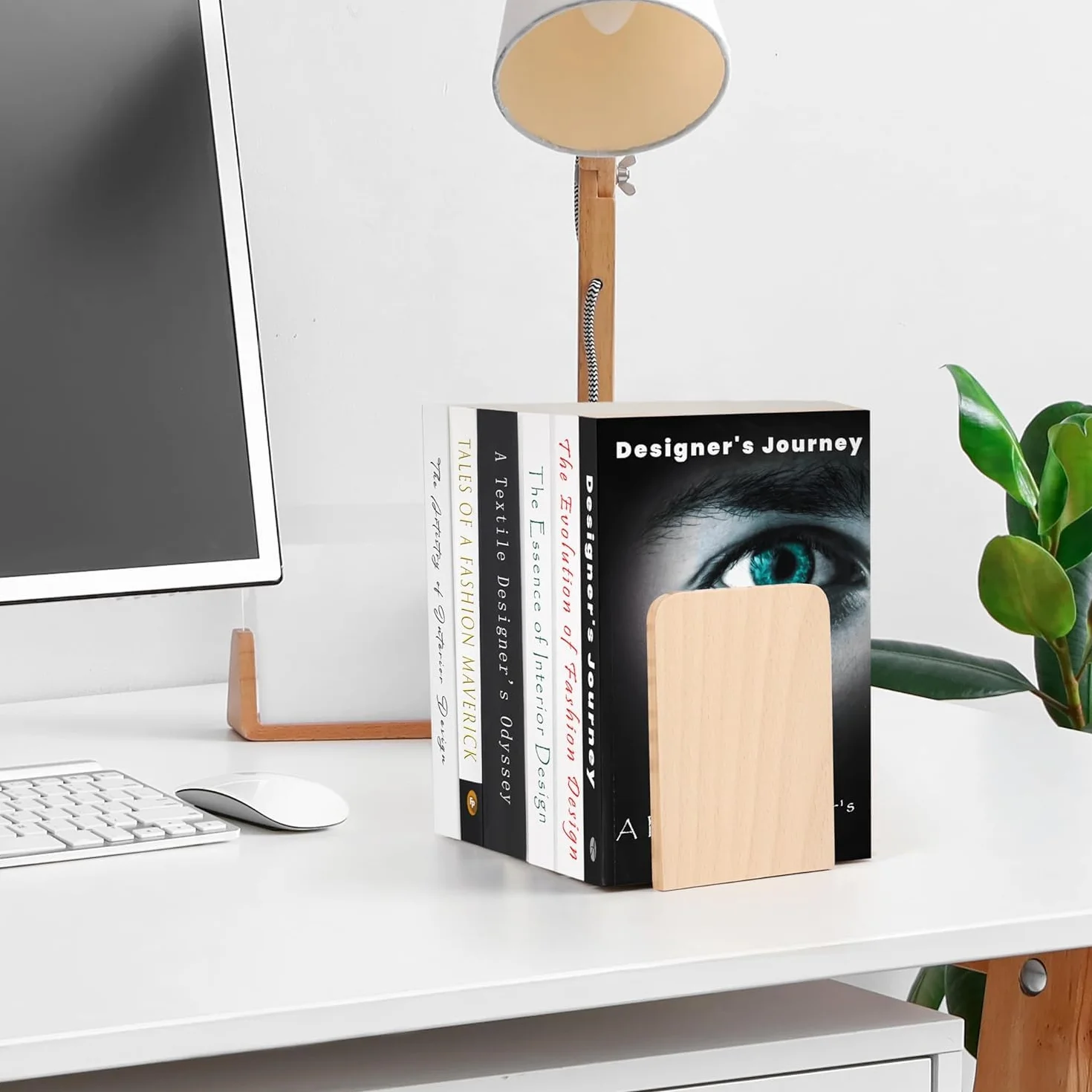 Fermalibri in Legno di Faggio (2 Pezzi) - Reggilibri da Mensola con Base in Metallo Antiscivolo per Libri, CD, Dischi