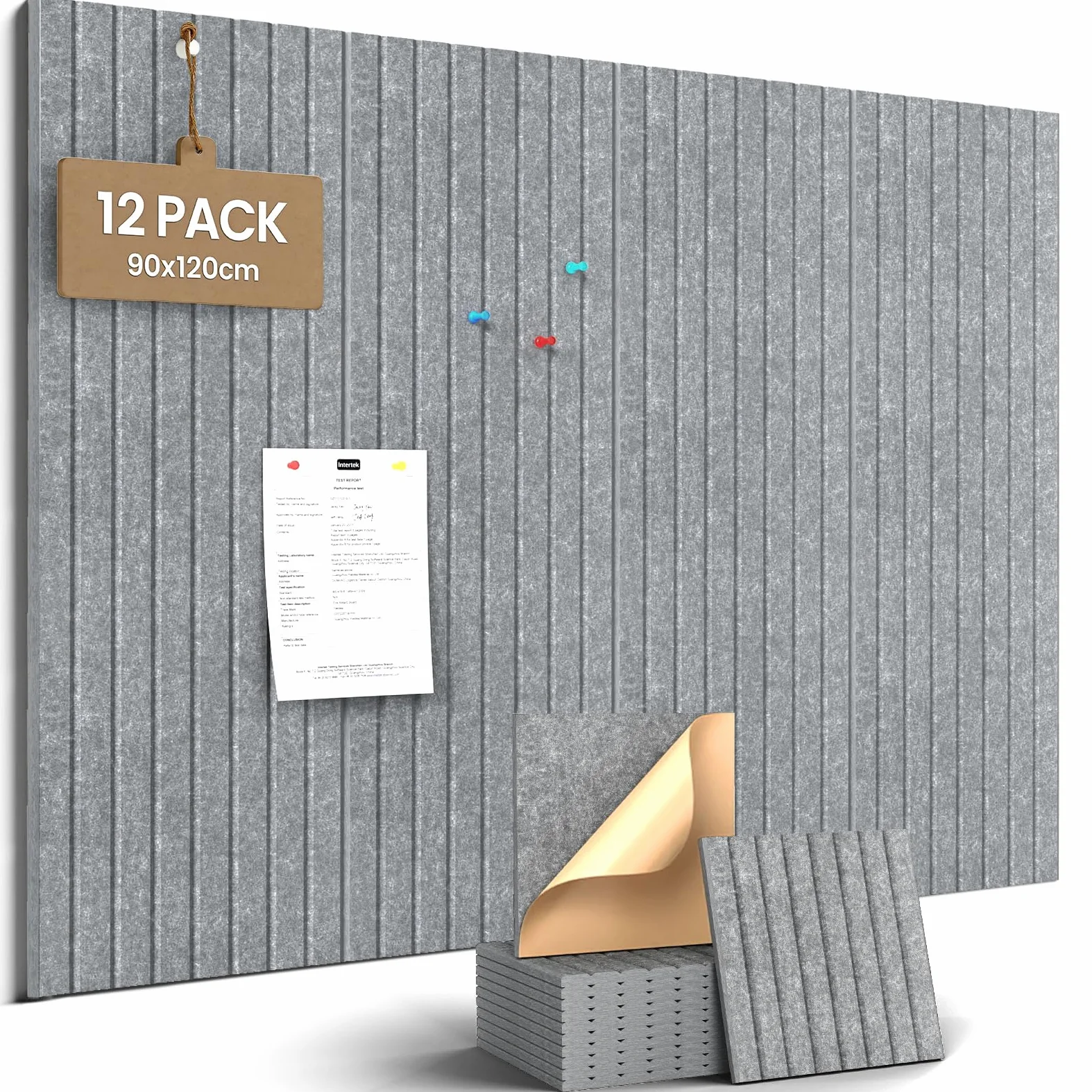 JBER Bacheca in feltro 120 x 90 cm, confezione da 12 lavagne autoadesive in sughero per pareti, bacheche per casa, ufficio, scuola, come bacheca per pianificazione, foto, messaggi, bacheca per