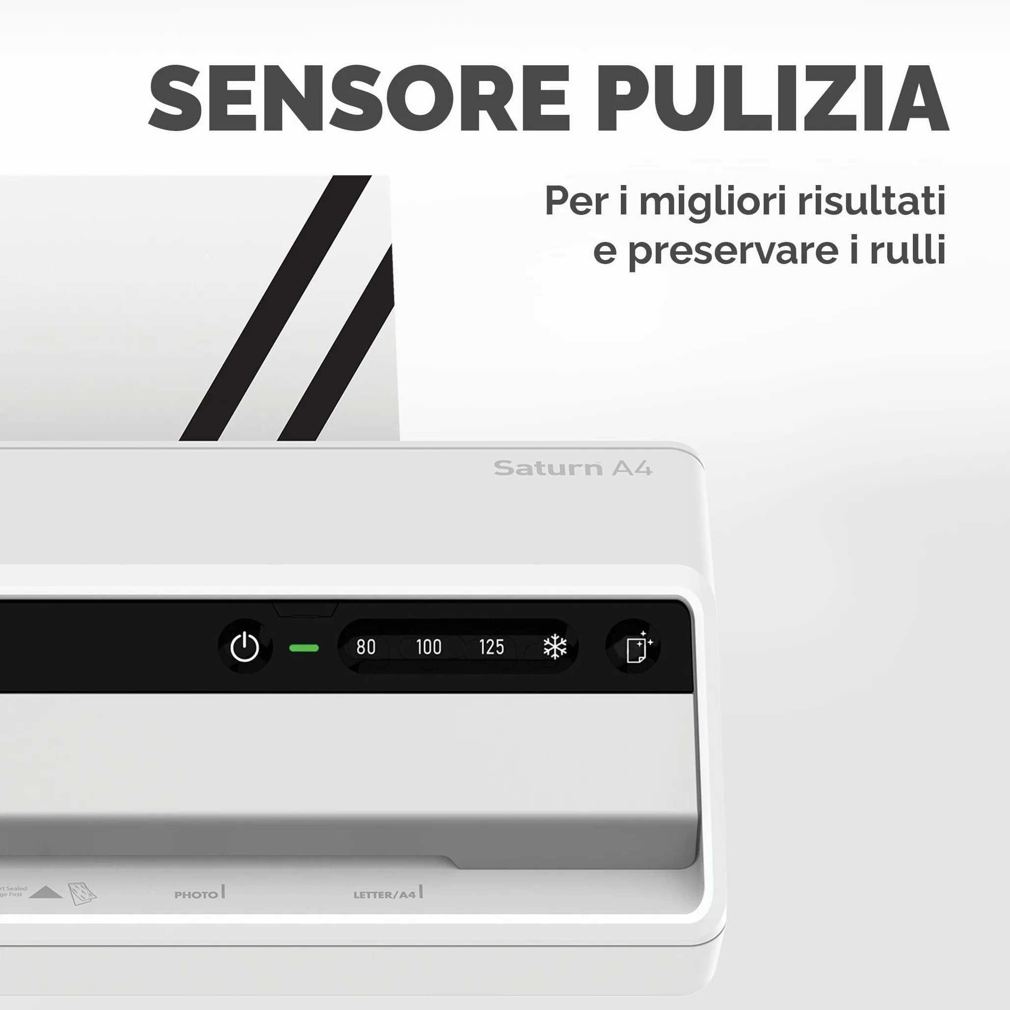 Fellowes Saturn A4 Plastificatrice per piccoli uffici – InstaHeat, pronta in 60 secondi, anti-inceppamento, spegnimento automatico – per pouches 80/100/125 micron – include 10 pouches – casa e ufficio