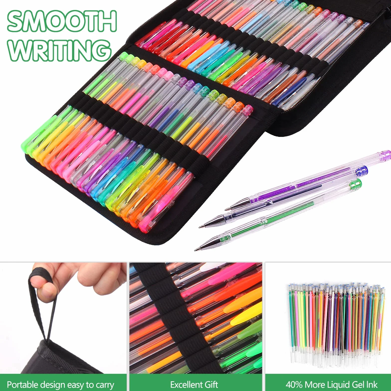 Melifluo Penne Colorate 120 Pezzi, 60 Gel e 60 Penne Gel per Colorare in Custodia