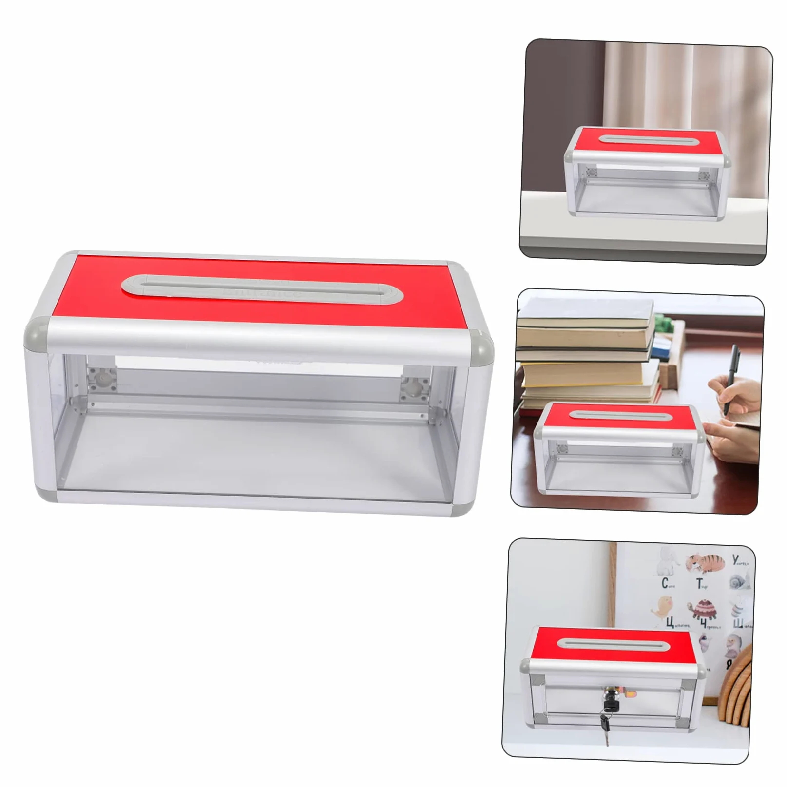 Angoily Porta Biglietti Da Visita Serratura Da Tavolo, Astuccio Multifunzionale Per Schede Elettorali, Scatola Porta Carte Aziendale Per Sale Conferenze e Ufficio, Design Pratico e Materiale Sicuro