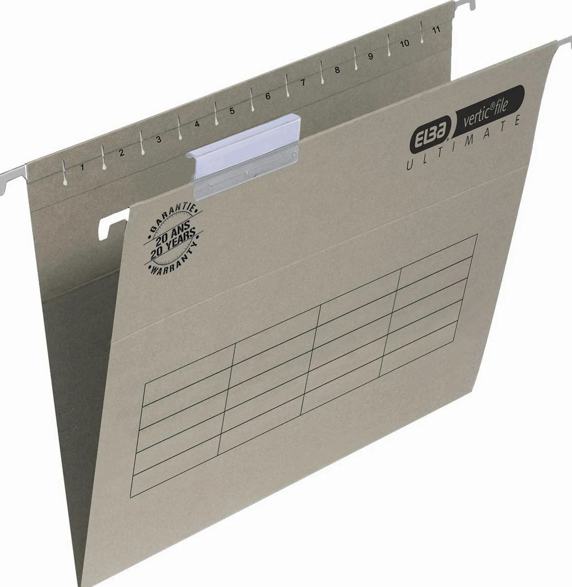 Elba Verticfile Ultimate - Cartella sospesa per cassetto A4 V, confezione da 10, grigio