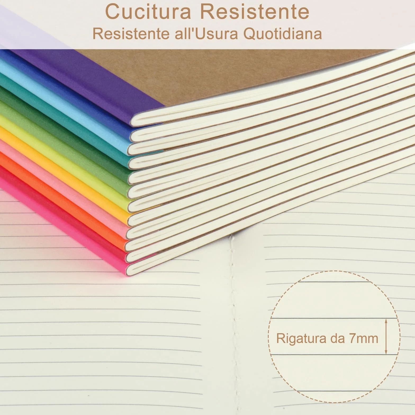 ZCZN Quaderno A5 Con Dorso Arcobaleno Vivace, 12 Pezzi, Quaderni a Righe, 30 Fogli