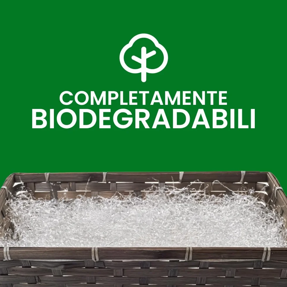 IMBALLAGGI 2000-15Kg Trucioli Trasparenti in Polipropilene Bio, Paglia per Cesti Natalizi, Regali di Natale e Confezione Regalo, Riempimento Imballaggio per Spedizioni Pacchi, Paglietta per Scatole