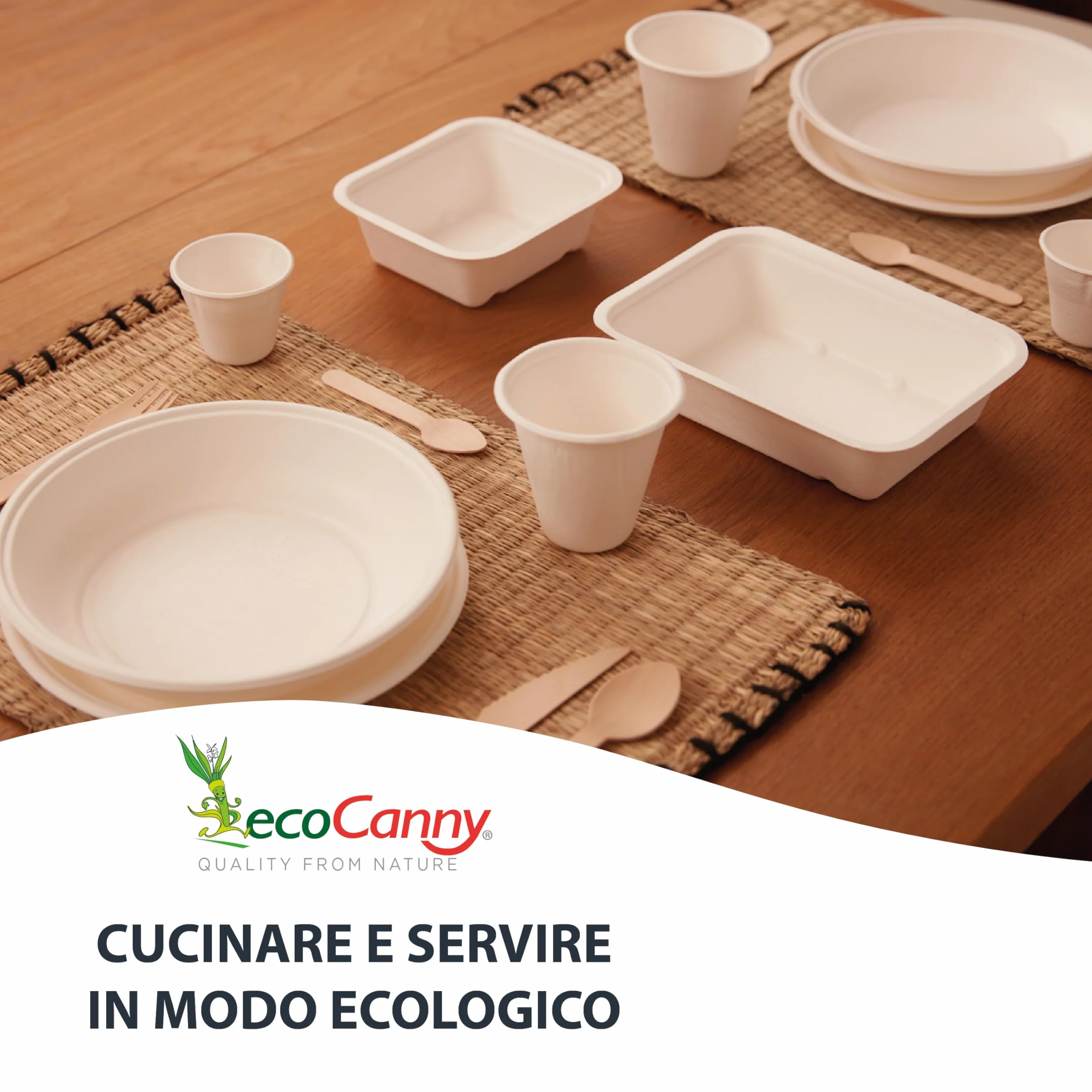 Ciotola Ecologica in Canna da Zucchero 205mm Biodegradabile Compostabile 25 Pezzi