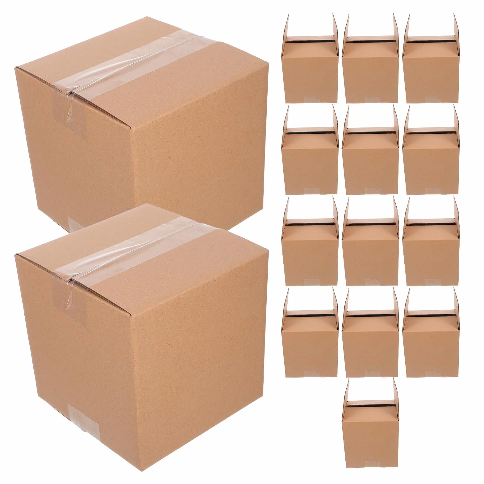 15 pezzi Scatole in Cartone Ondulato da Scatole Quadrate Marroni per Imballaggio e Spedizioni Resistenti e Facili da Montare per Piccole Aziende e Traslochi