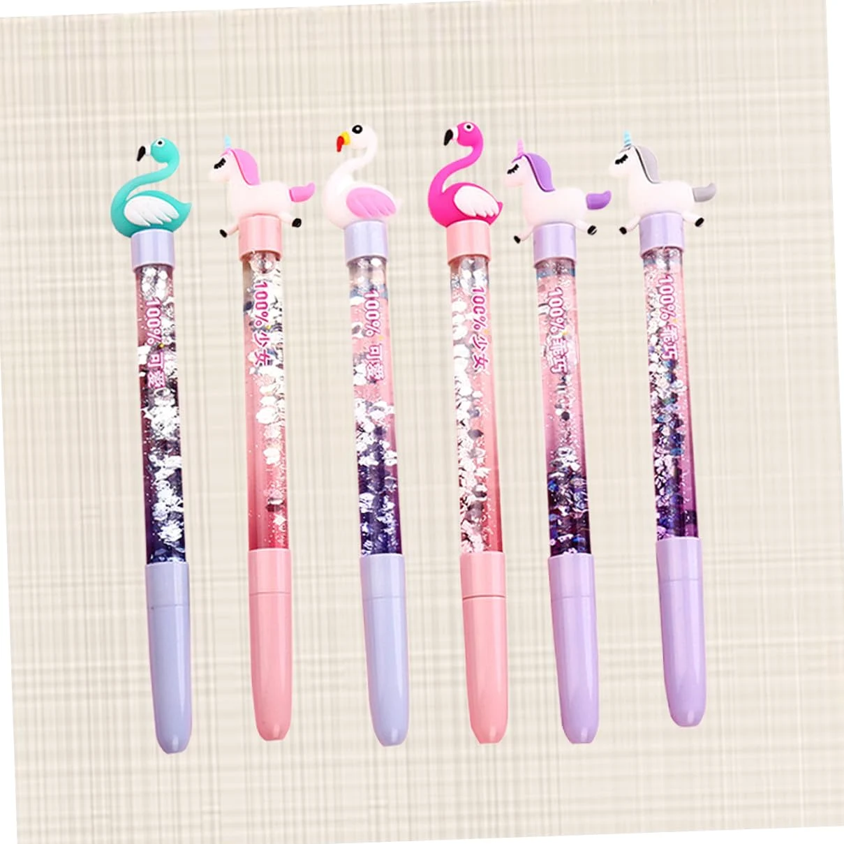NUOBESTY 18pezzi Penne Gel Creative Cartoon Con Flusso Di Quicksand Design Unicorno e Cigno Per Cancelleria Scolastica Scrittura e Confortevole