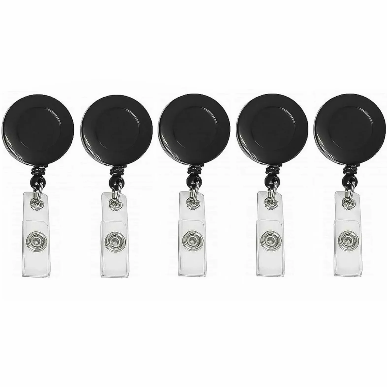 Cordino retrattile, 50 pezzi, porta badge, retrattile, con clip per cintura, estensibile, resistente, spesso, portachiavi