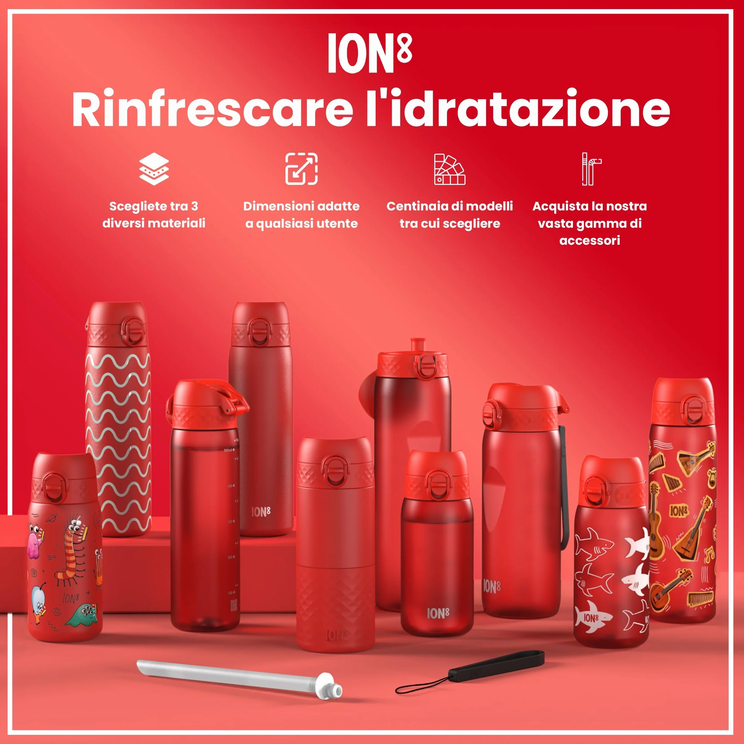Ion8 Borraccia per Bambini 350 ml a Prova di Perdite Lavabile in Lavastoviglie Senza BPA