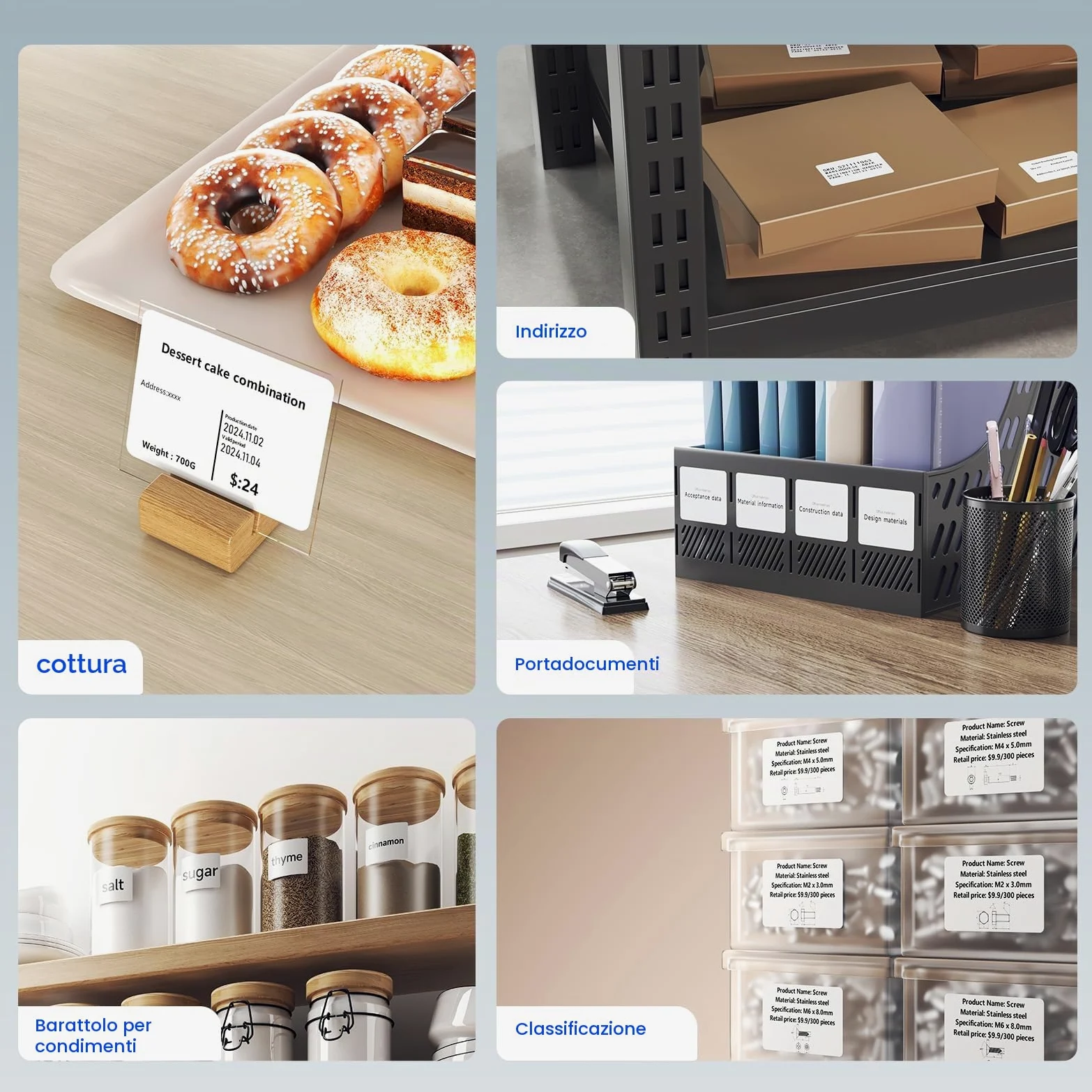 CLABEL Mini Portatile Stampante per Etichette: 221B Bluetooth Termica Etichettatrice Adesive Compatibile con iOS e Android Label Printer con 1 Rotolo di Etichette per Ufficio Casa Prezzo(Grigio)