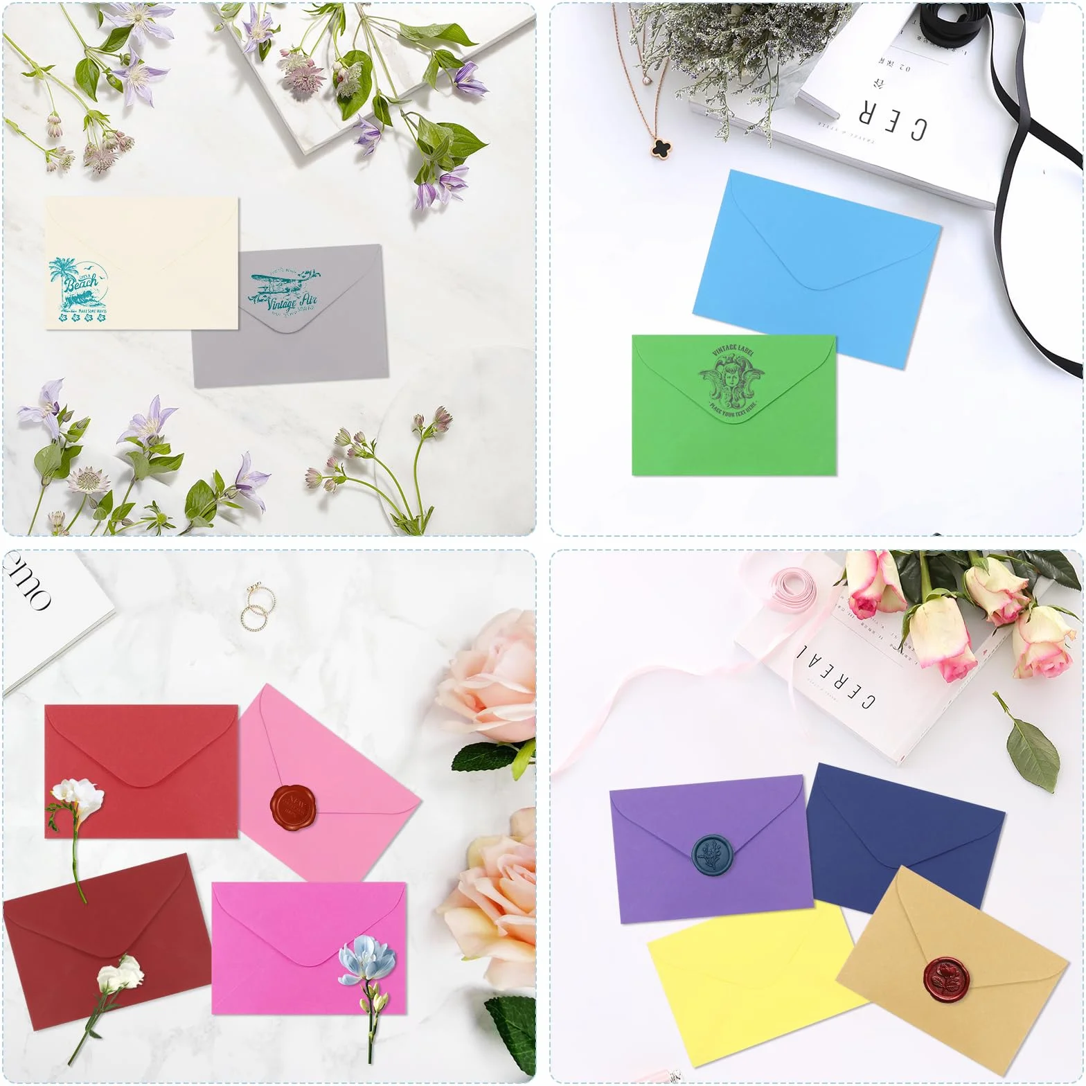 Buste regalo colorate 60 pezzi 20 colori 15,9x10,9 cm con adesivi dorati per nozze compleanni feste