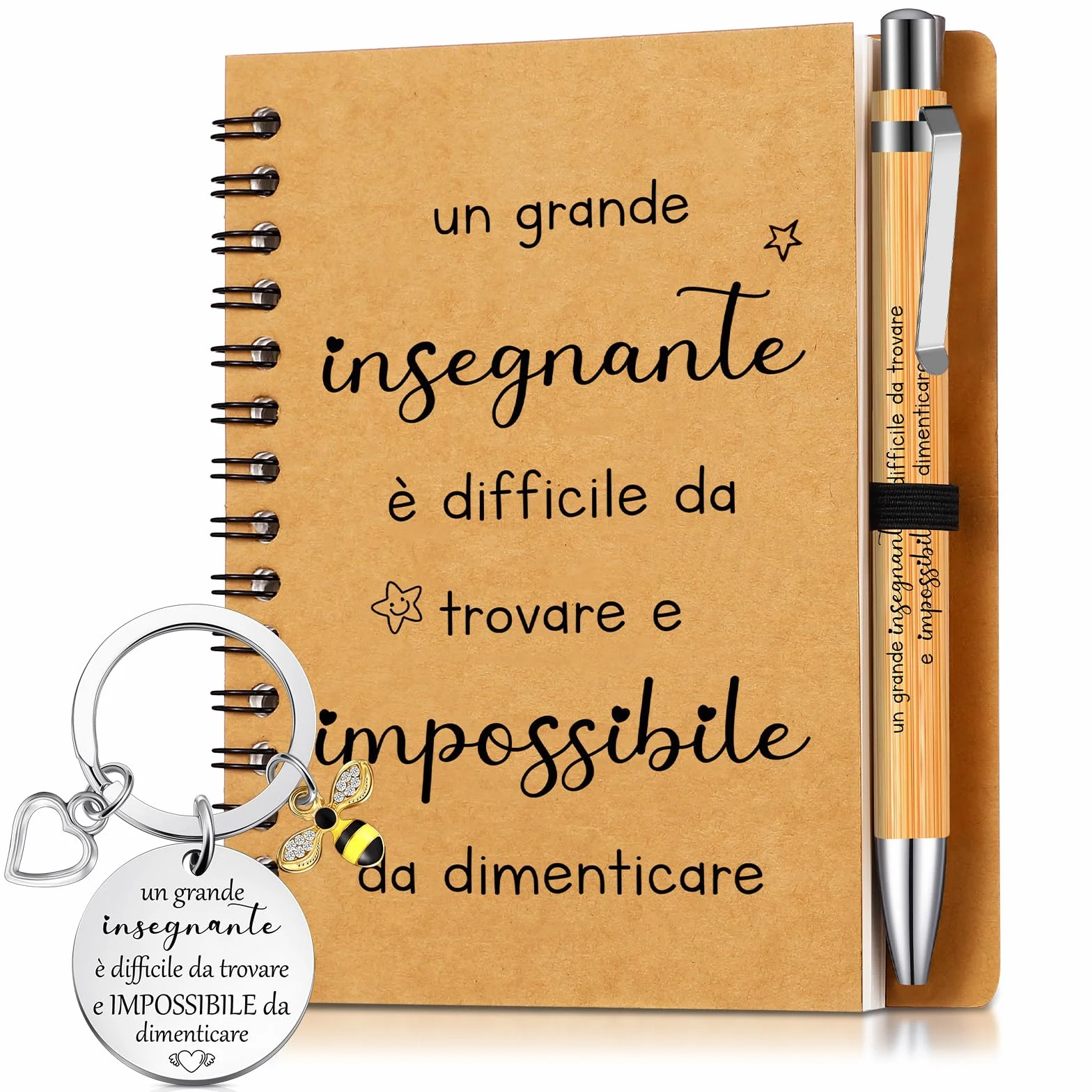 Sinmoe Portachiavi Agenda con Penna Regalo Maestre Fine Anno Asilo