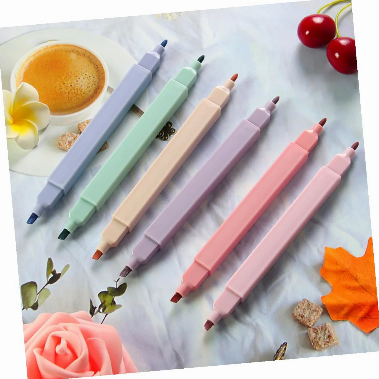 EXCEART 24pezzi Evidenziatori Portatili Doppia Estremità Di Penne Colorate Per Scrapbooking Uso Domestico e Scolastico Pigmenti Base d Acqua Duraturi e Colorati