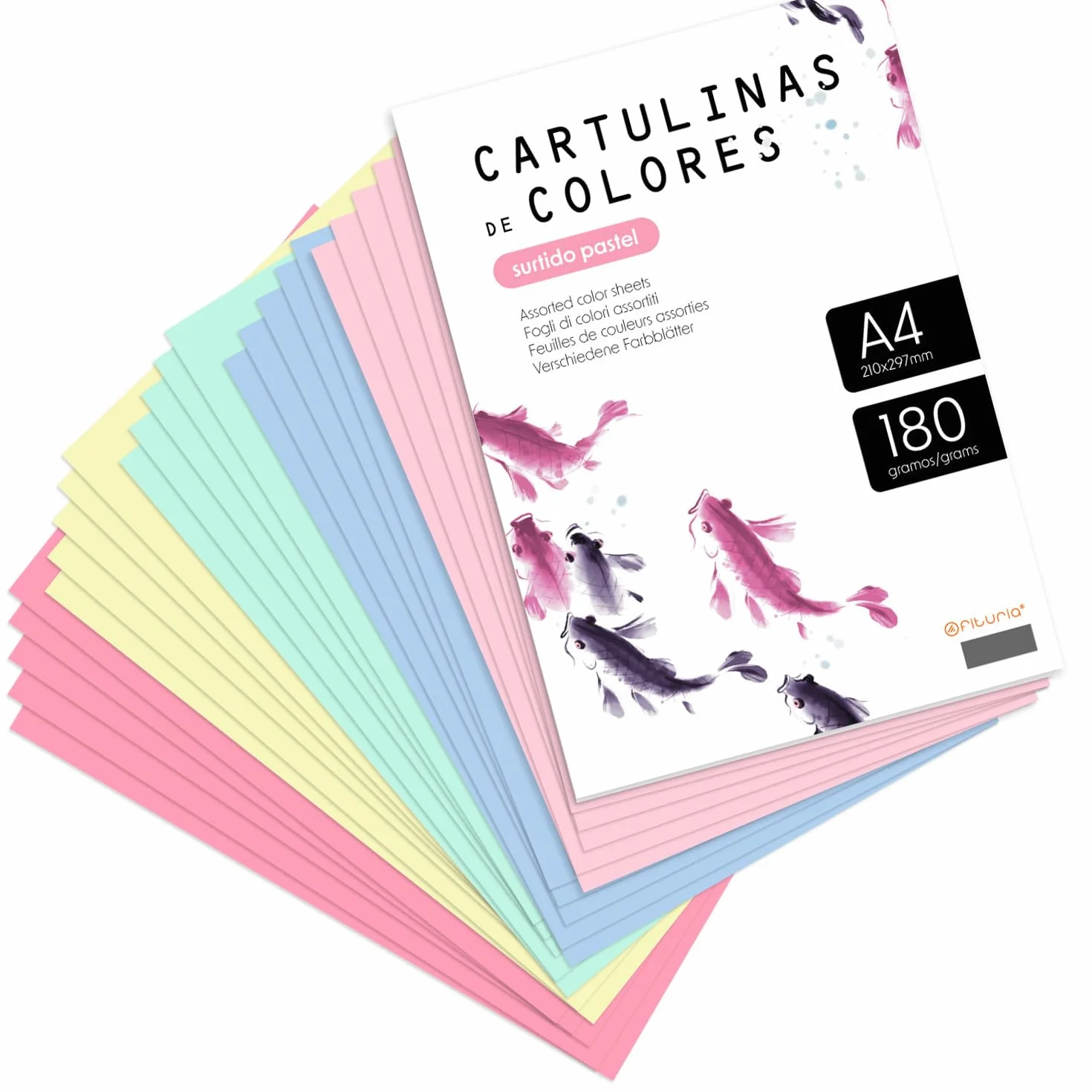 Cartoncino Colorato A4 180gr Pastello Assortito x50 per Artigianato e Stampa