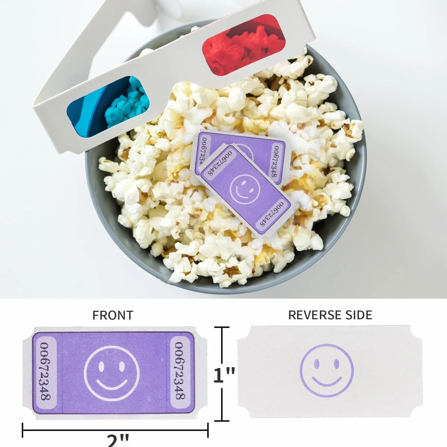L LIKED Smile Tombola-Tickets auf Rolle, 2,5 x 5,1 cm, 1000 Tickets, Violett