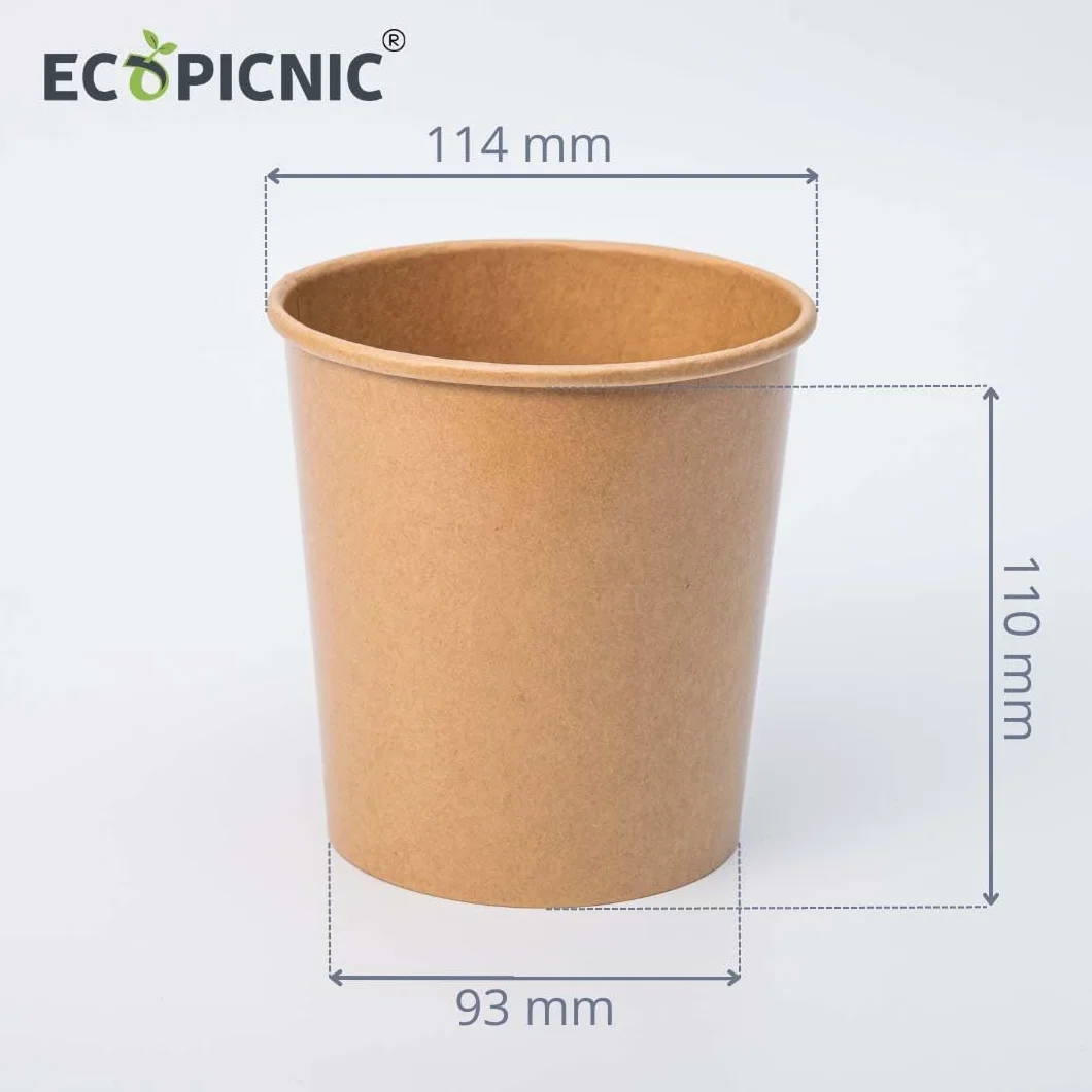 Ciotole in Carta Kraft 750 ml con Coperchio - Confezione da 50 Pezzi - Contenitori Monouso Biodegradabili per Zuppe e Alimenti da Asporto