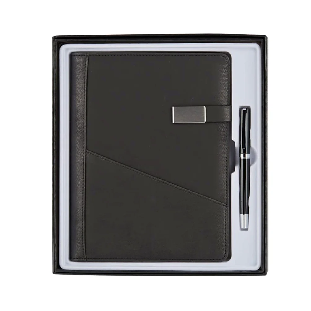 taccuini e diari Confezione Regalo Per Notebook Set Di Notebook Con Fibbia Portatile Multifunzione Di Personalità Semplice Diario Ispessito Taccuino (Color : Black+pen set)