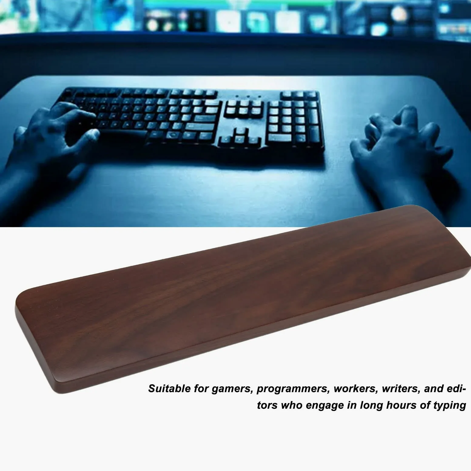 Poggiapolsi per poggiapolsi per tastiera, poggiapolsi in legno, poggiapolsi per mano in legno per giocatori programmatori lavoratori scrittori editori (87 Keys L360mm)