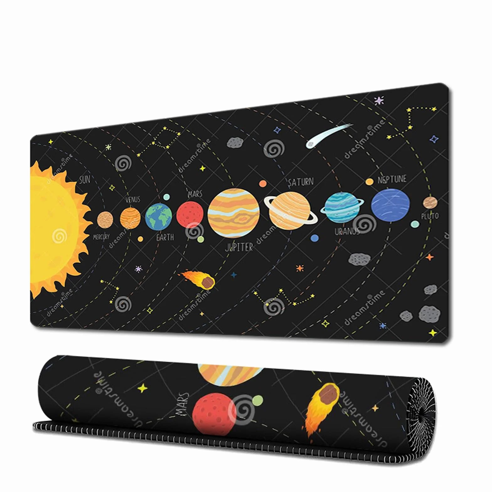 Tappetino Scrivania Sistema Solare 30 x 70 cm Gomma Lavabile per Bambini