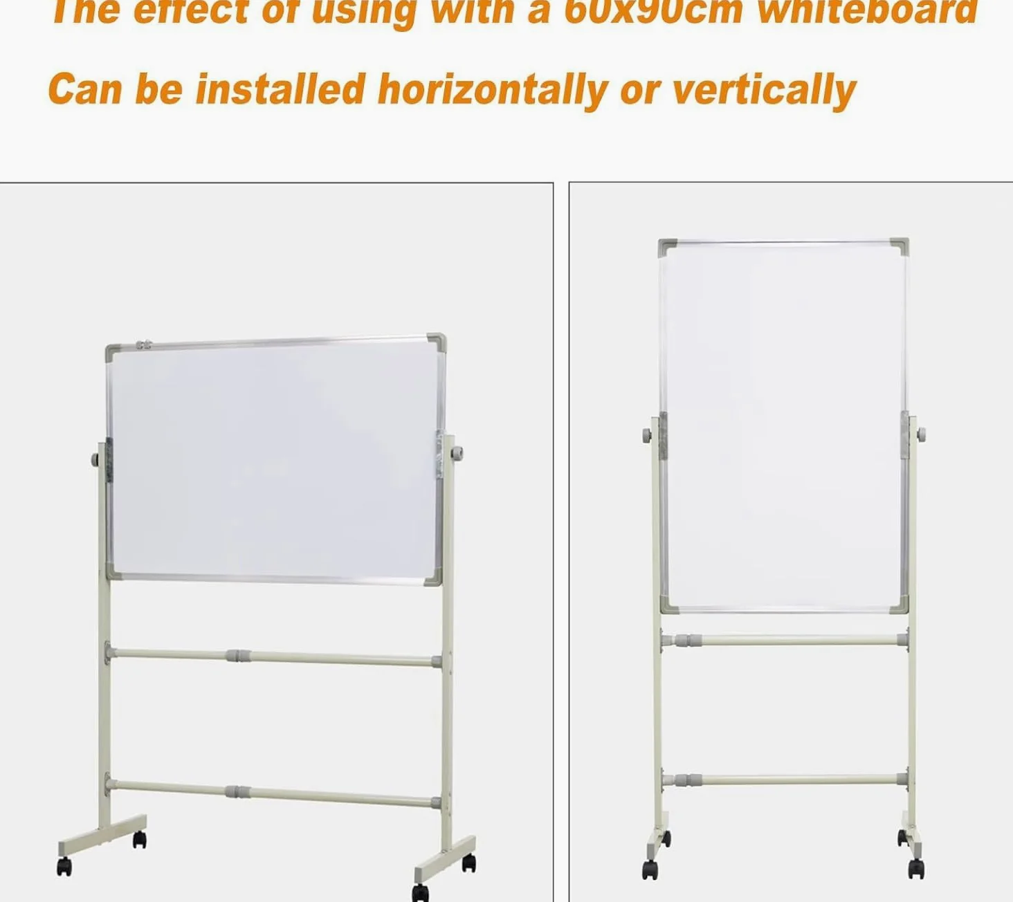 Supporto Mobile per Lavagna cancellabile a Secco da 60x90 cm, Regolabile in Altezza, cavalletto per Lavagna con rotelle per l'aula dell'home Office
