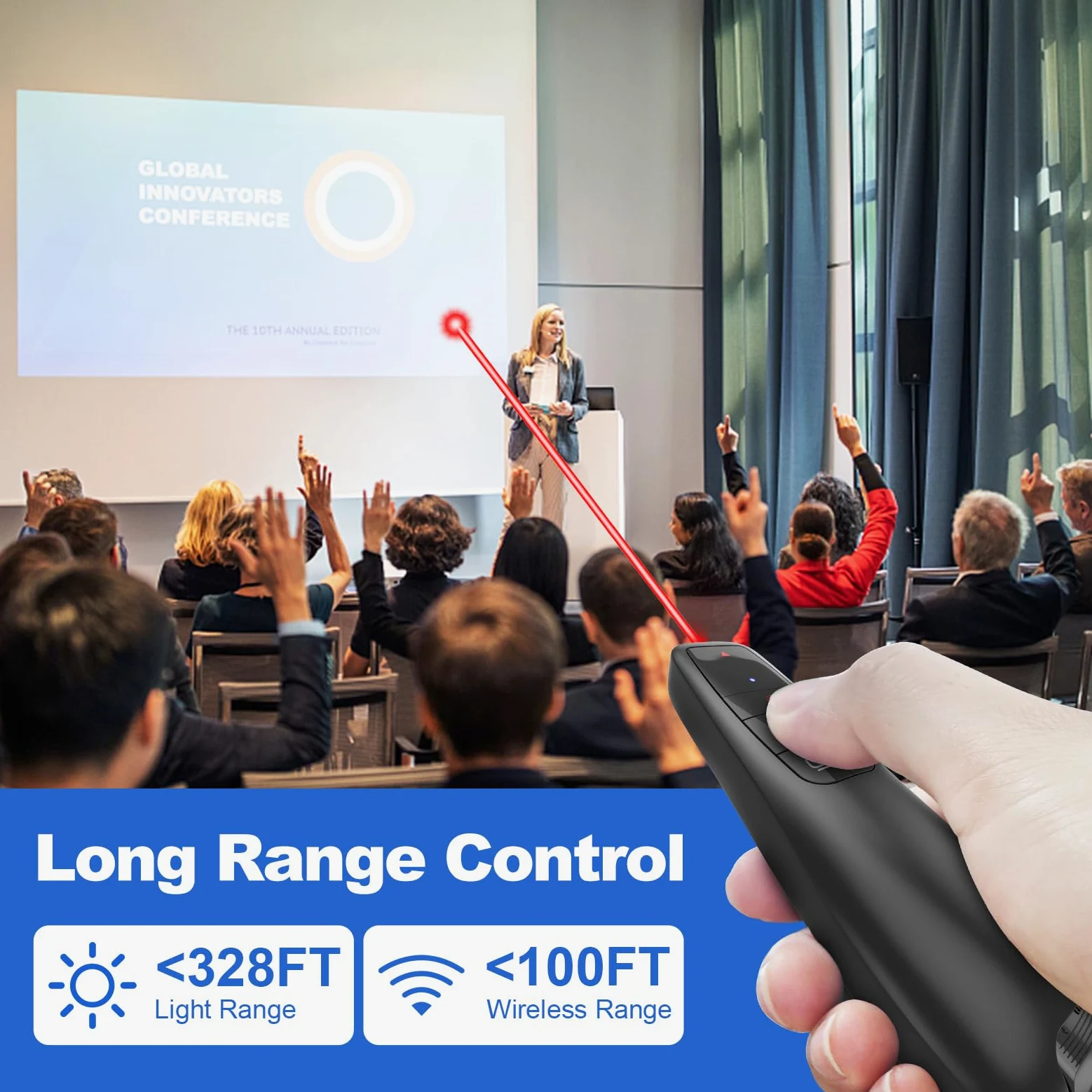 Presentation Clicker with Case Storage: Wireless Presenter Remote: Red Laser Pointer Computer Clickers, USB C PowerPoint PPT Clicker for Mac Laptop, Slideshow Google Slide Advancer