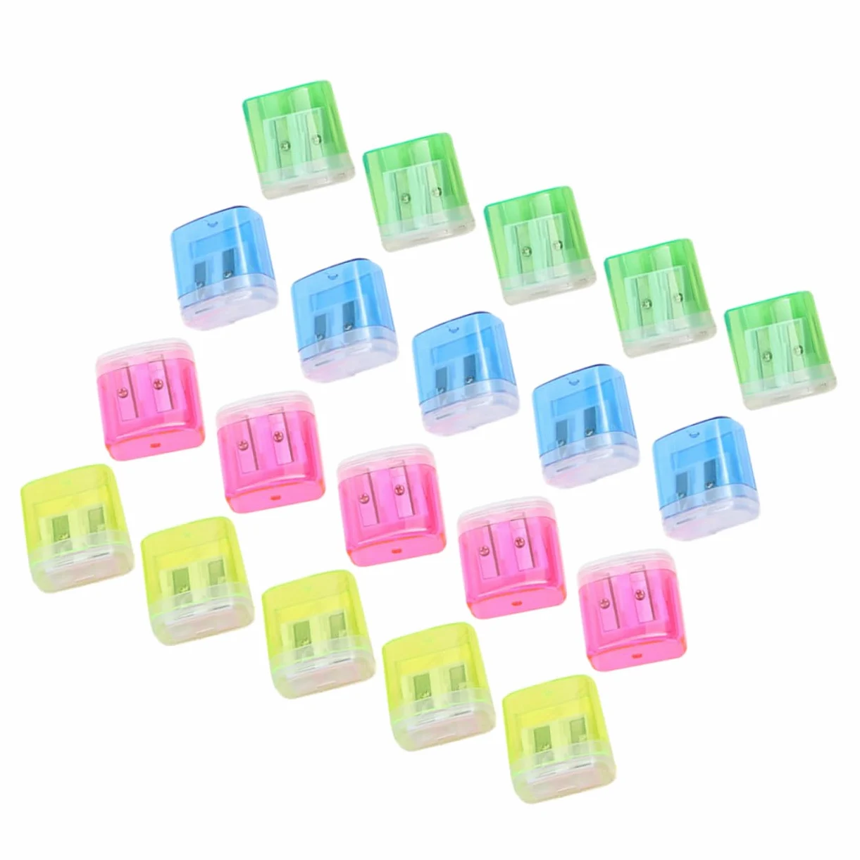 Appuntalapis Manuale a Doppia Punta 48 Pezzi in Plastica con Coperchio | Festa Scuola Decor, Strumenti per Temperare, Comodi Temperamatite Manuali, Facile da Portare