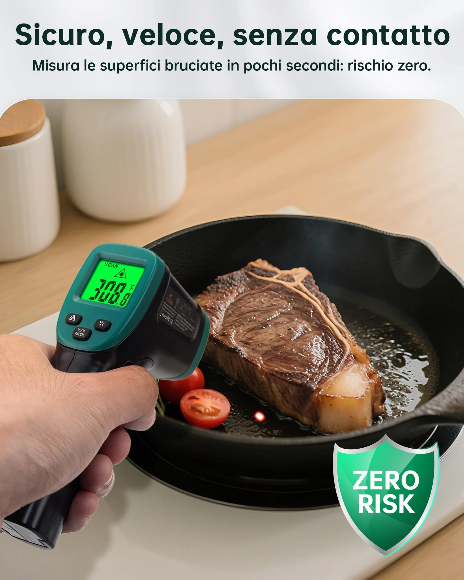 ERICKHILL Termometro a infrarossi -50°C ~ 600°C laser senza contatto con emissività regolabile