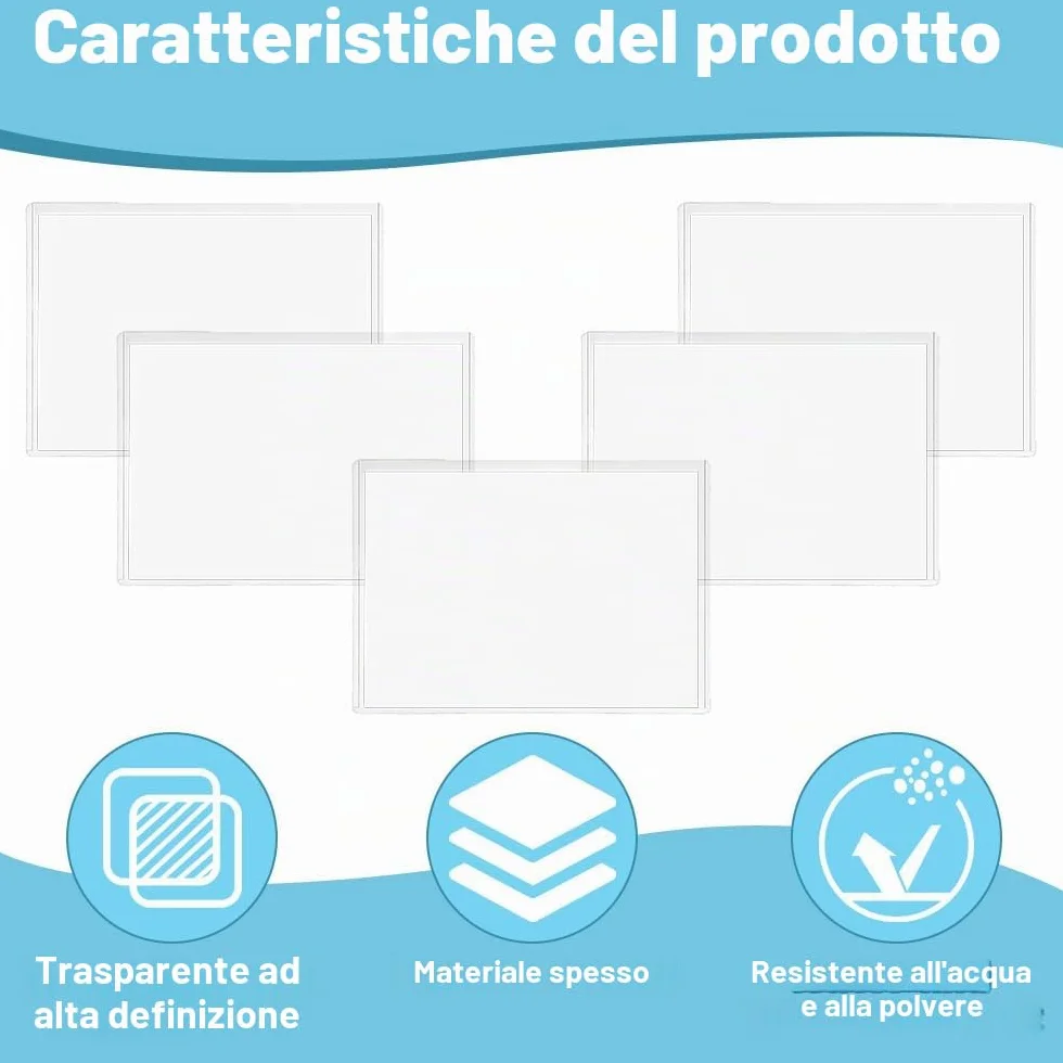 Copertine per Raccoglitori PVC, Confezione da 10 pezzi Custodia Rigida Tipo A3, Raccoglitore per presentazioni, Copertina per Fogli di Protezione, PVC Copertura, Trasparente, Finitura Lucida