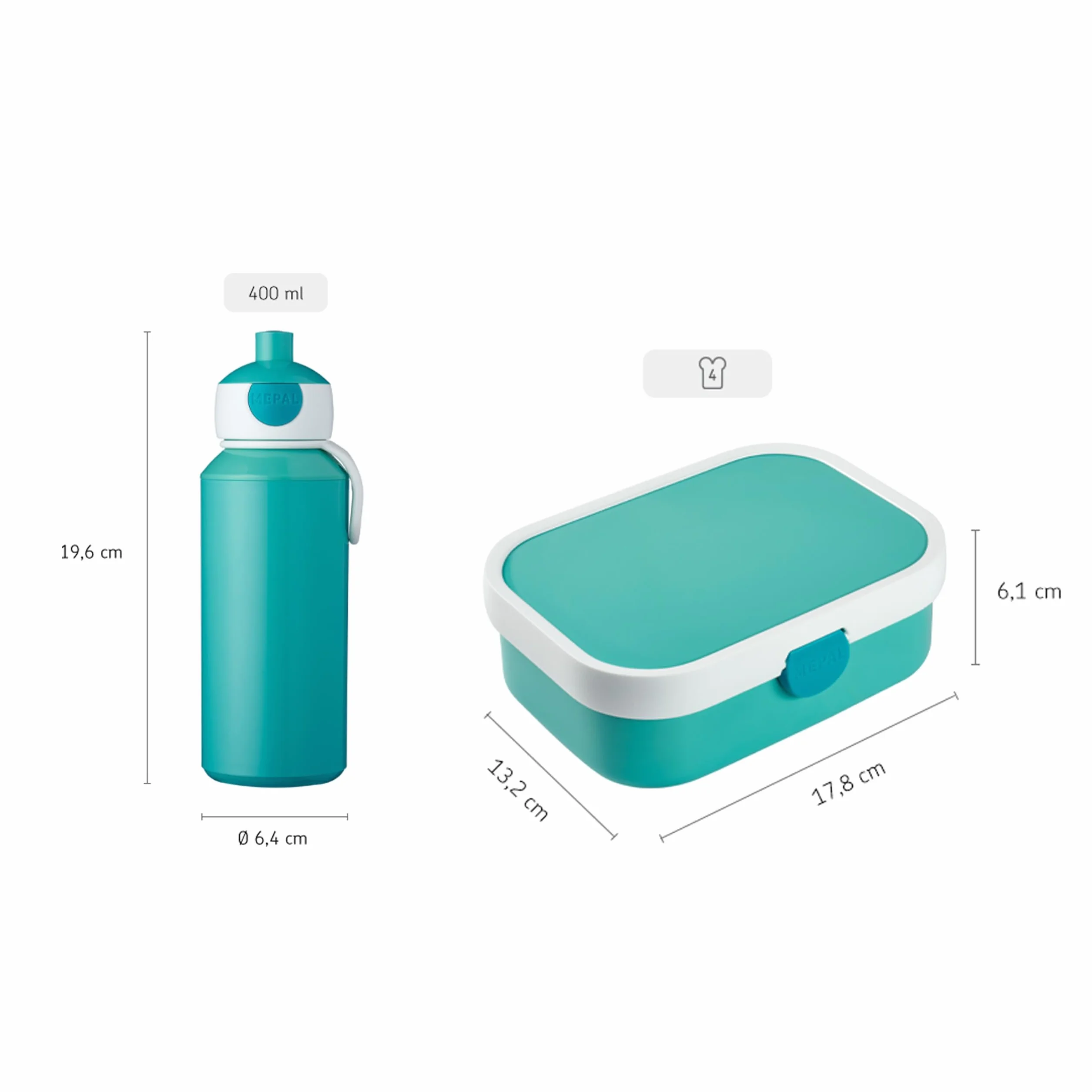 Mepal - Set da Pranzo Campus per Bambini con Borraccia Pop-up e Porta Pranzo - per Scuola o Gite - Privo di BPA - 400 ml + 750 ml - Disney Princess