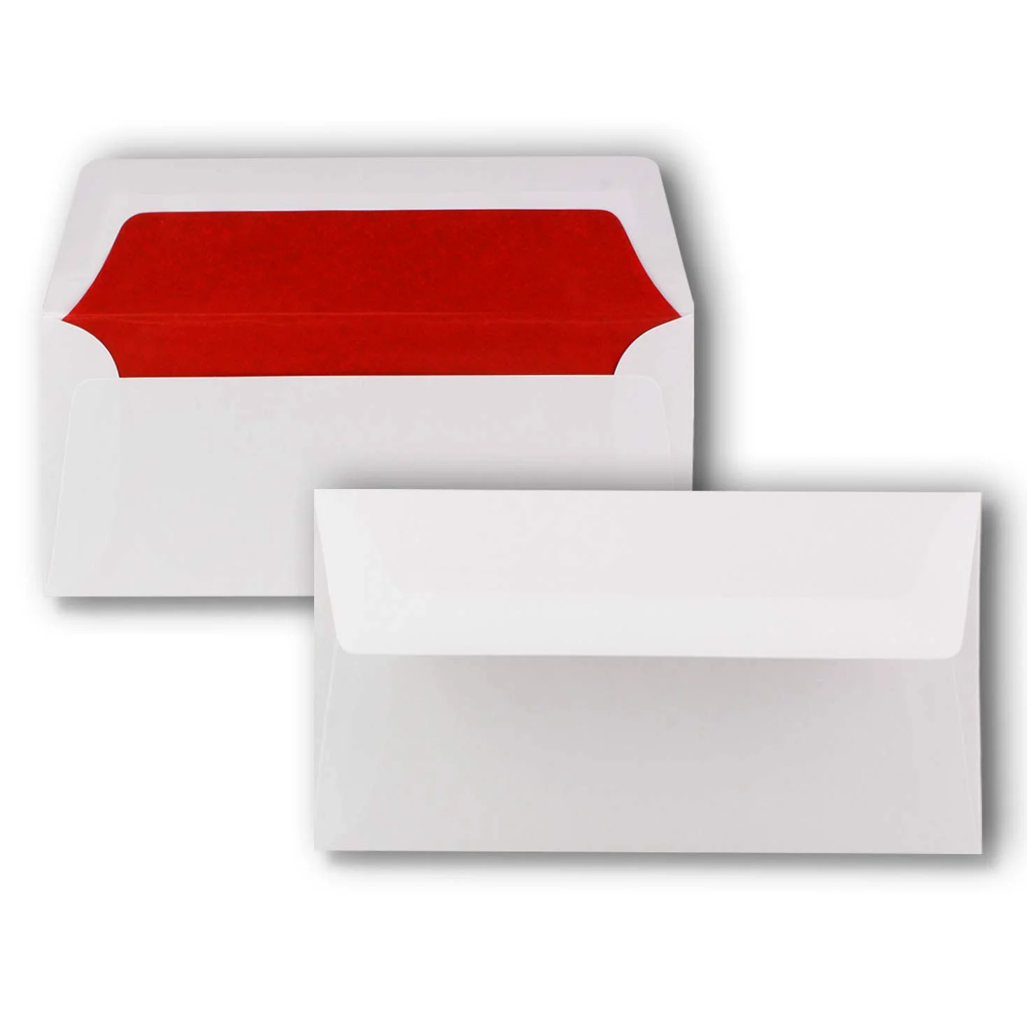 Buste bianche – DIN lungo – Foderate con carta velina rossa – 100 g/m2 – 220 X 110 mm – Adesivo umido 200 Stück rot