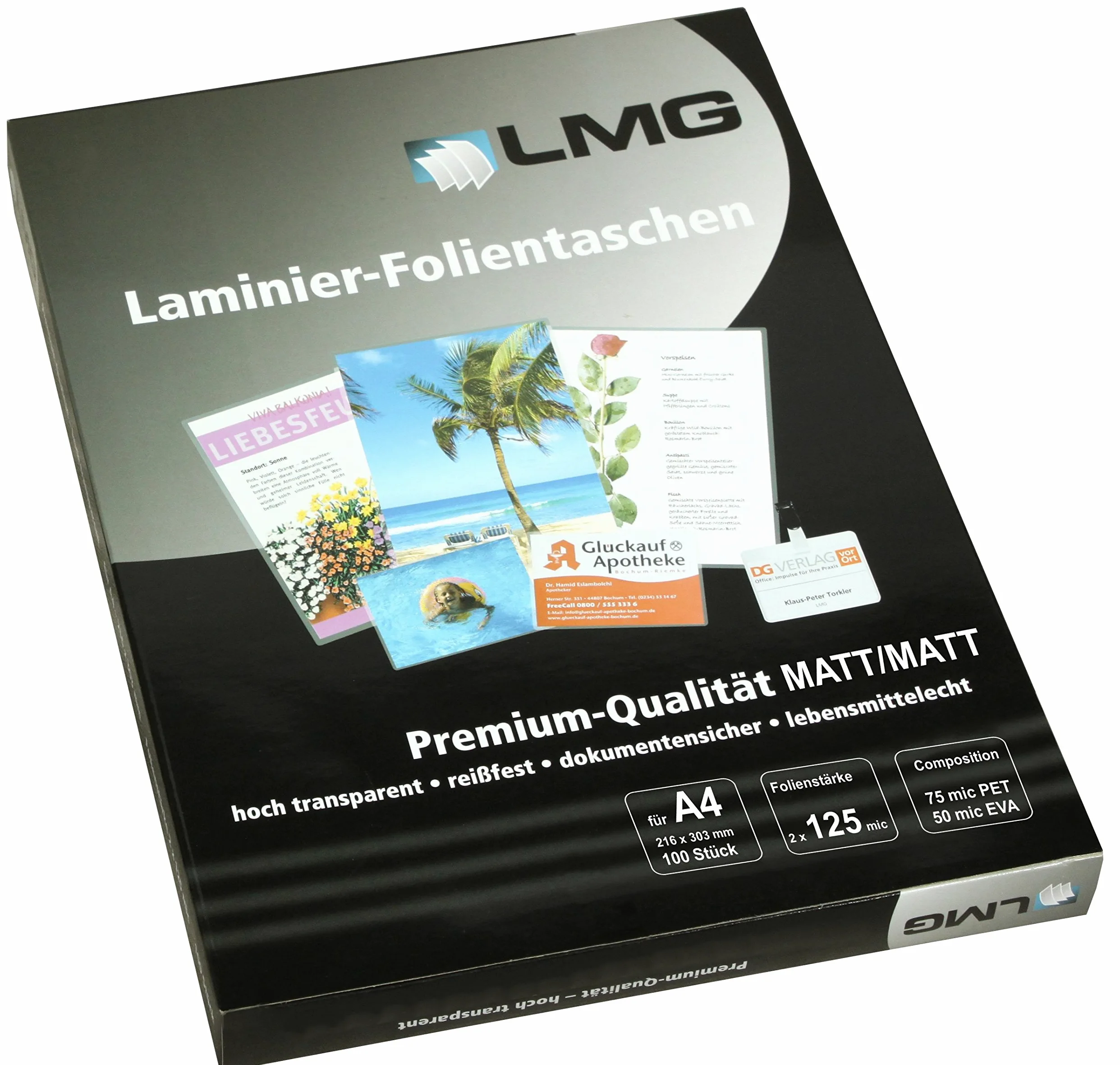 LMG lmga4 – 125 m Pouches A4, 216 X 303 mm, 2 X 125 Mic, 100 pezzi