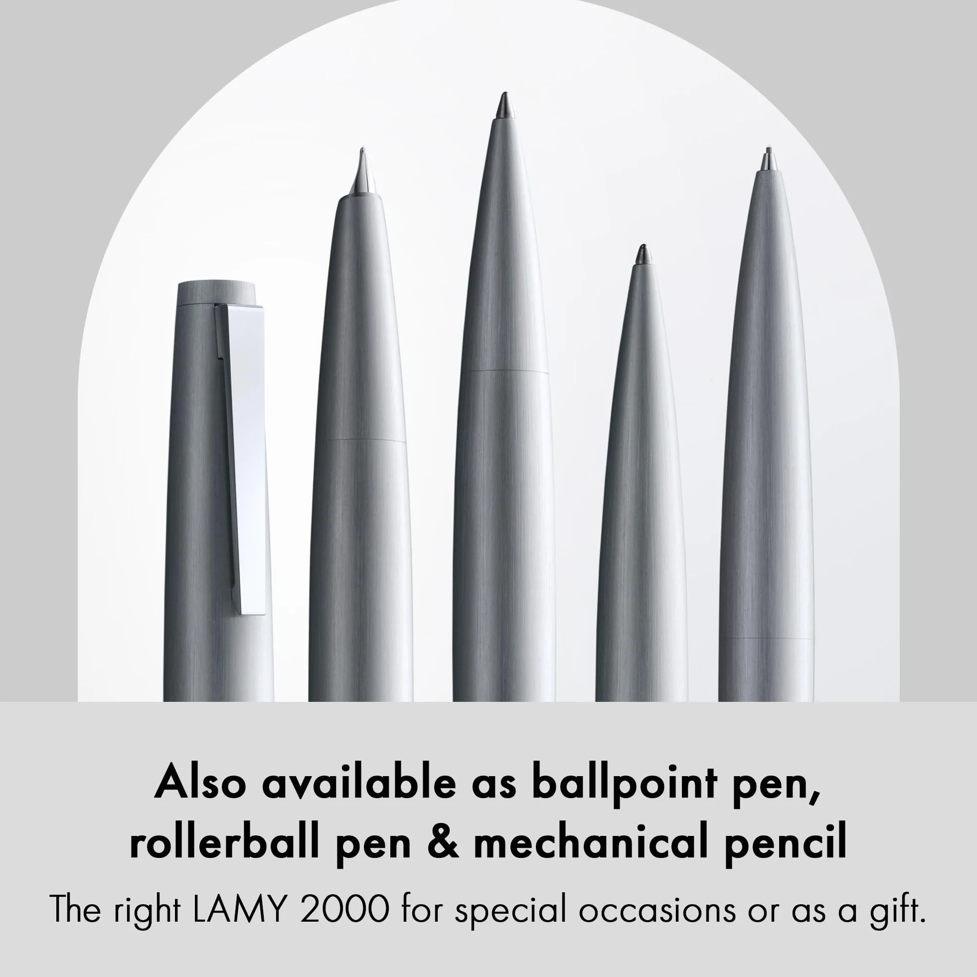 Lamy 2000 penna argento - elegante con fusto di acciaio inossidabile lustrato e smorto- pennino oro 14 ct., parzialmente placcato in platino - pennino OM