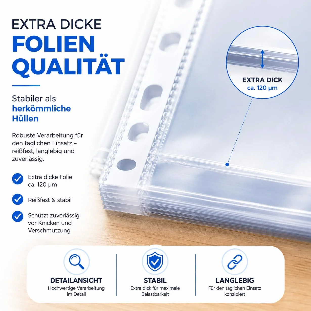 Buste Trasparenti A4 Forate Extra Spesse Portalistini in Plastica Cristallo con Fori Standard per Documenti e Archiviazione