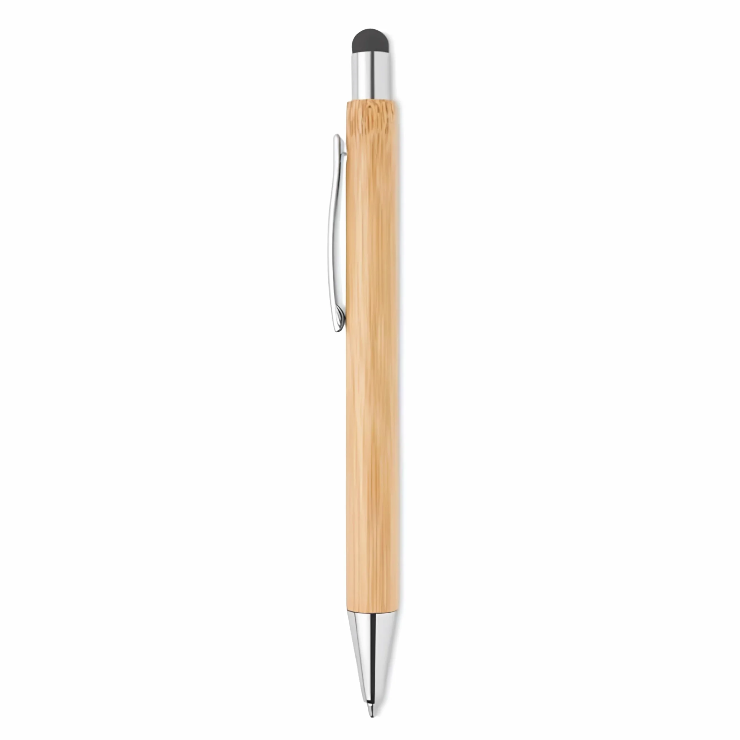 Penna a scatto in bamboo inchiostro nero con touch screen e scatola in legno personalizzati con incisione laser Top Tie