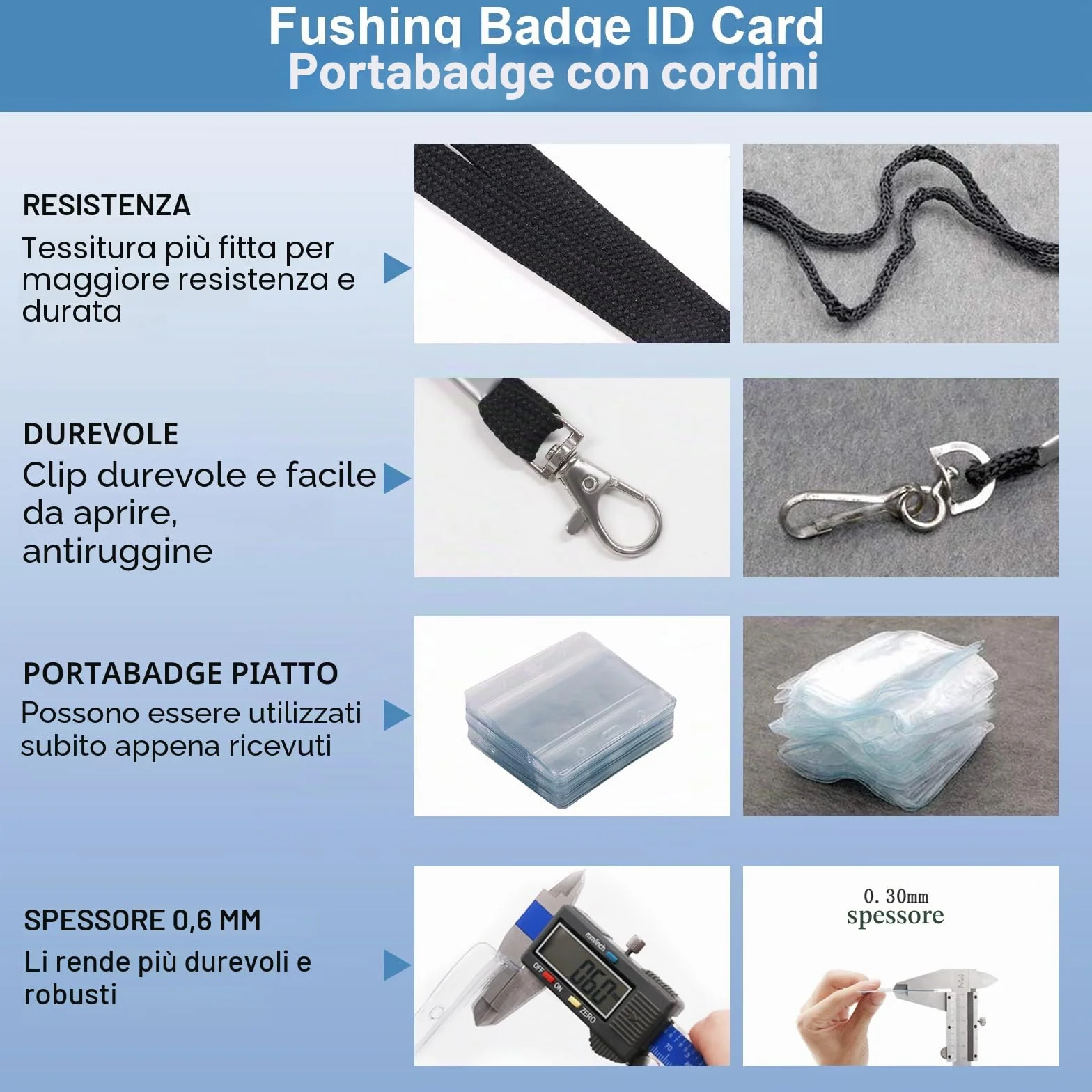 Fushing 50 PCS plastica trasparente verticale targhetta per nome carta ID e nero collo cordini con gancio girevole per scuola, festival, evento 11.5x10.6 cm