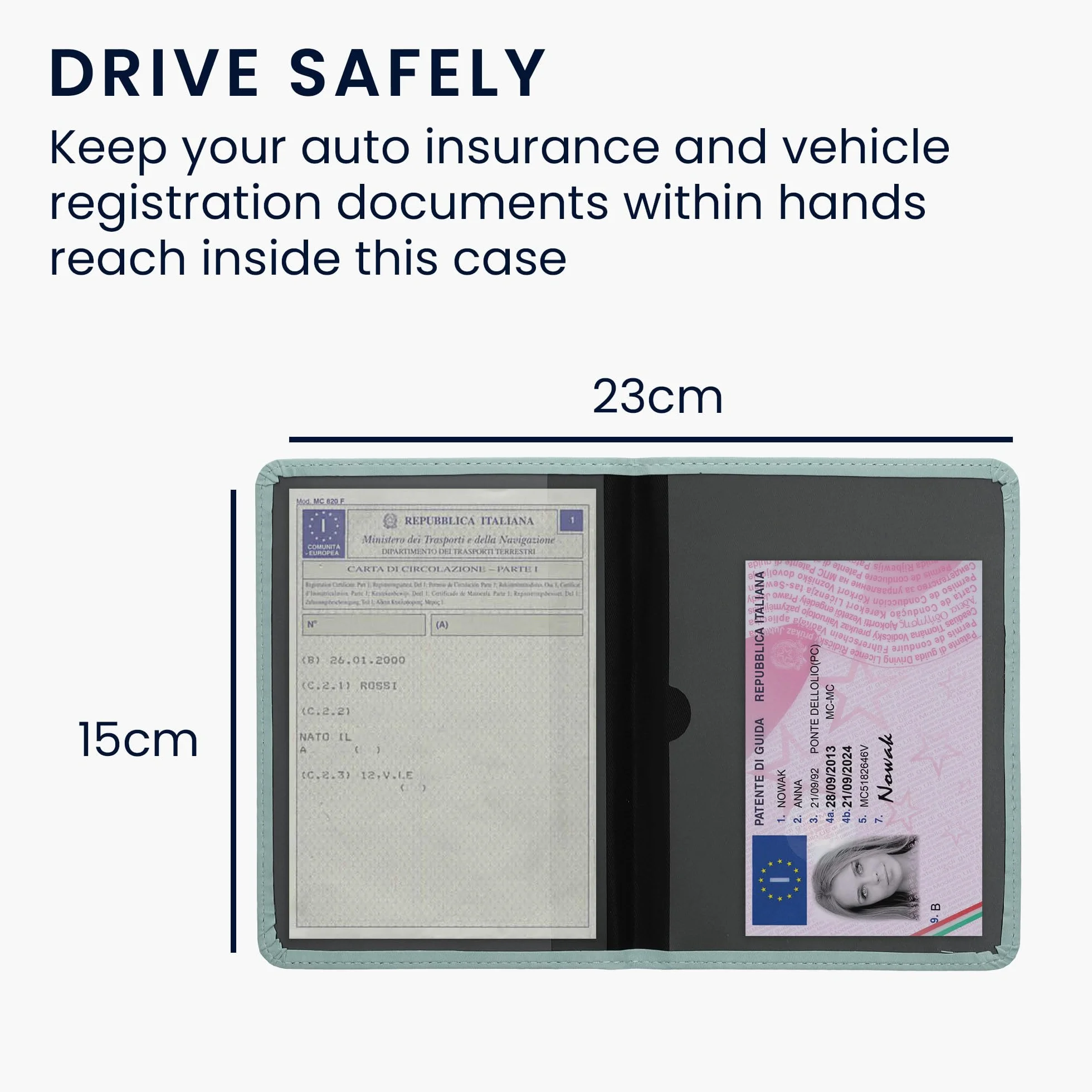 kwmobile Custodia Pelle Nabuk per Libretto Circolazione Auto Cover Portalibretto con Scomparti