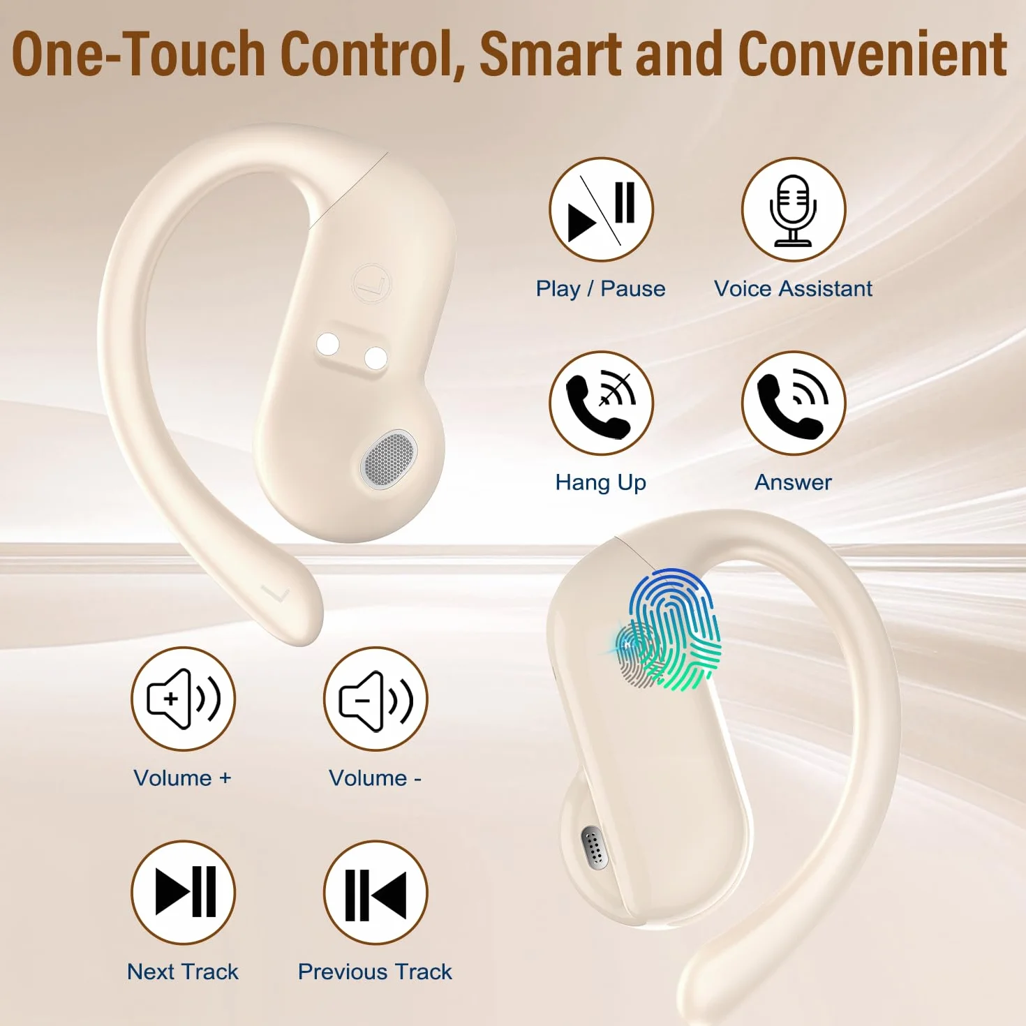 AI Cuffie Traduzione Simultanea, 3-in-1 Bluetooth 5.4 Cuffie Traduzione con 165 Lingue/8 Modalità, 42 Ore Open Ear Auricolari Bluetooth con APP e Codice Autorizz Permanente per Viaggi/Affari, Bianco