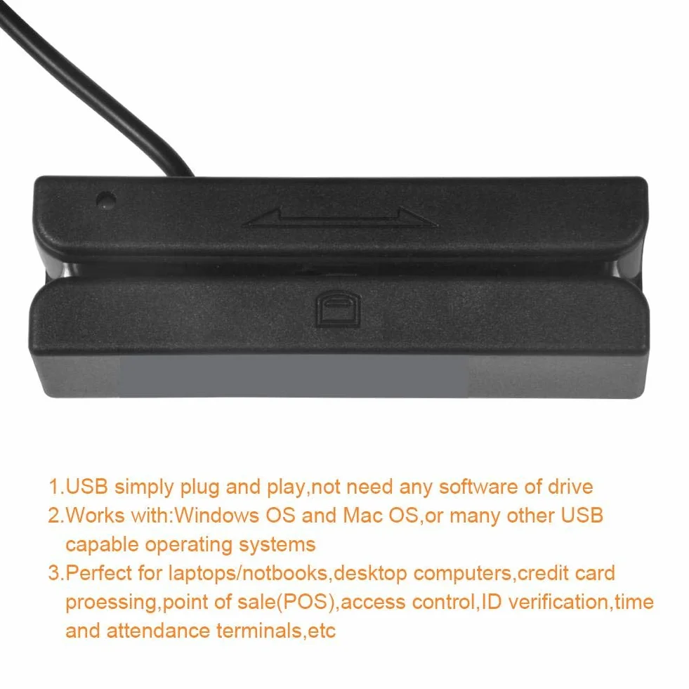 MSR850 Lettore di Schede a Banda Magnetica USB 3 Tracce Mini Mag Hi-Co Swiper