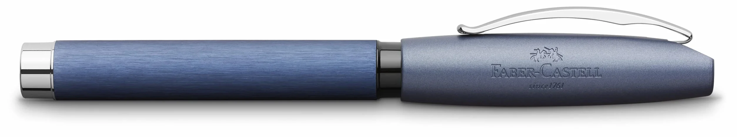 Faber-Castell 148441 - Penna stilografica Essentio, pennino F, in alluminio, colore: Blu