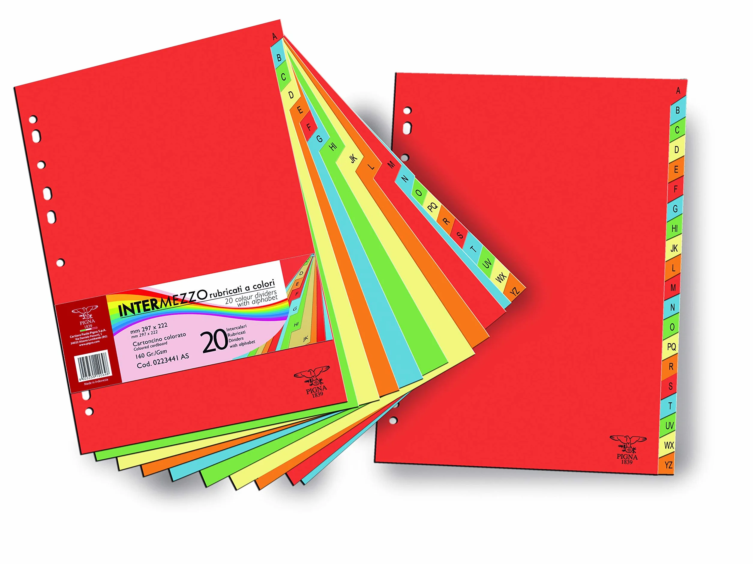 Pigna Separatori cartoncino colorato assortito rubricato 20 sztuk blister
